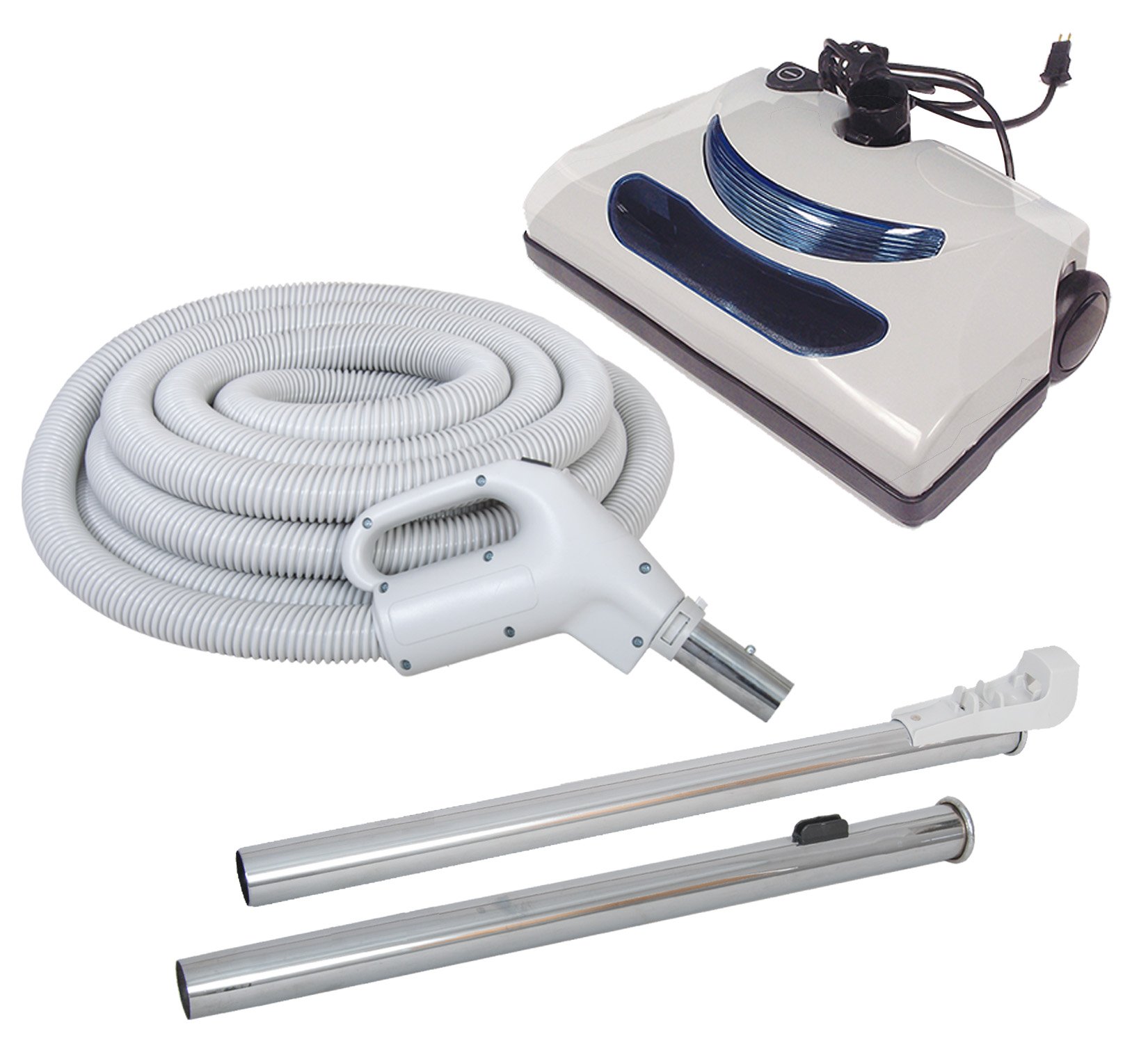 35' Central Vacuum Cleaning System Kit with Hose, Power Nozzle & Extension Wands - Universal Fit for All Major Vacuum Brands - Perfect for Whole House Deep Cleaning & Pet Hair Removal
