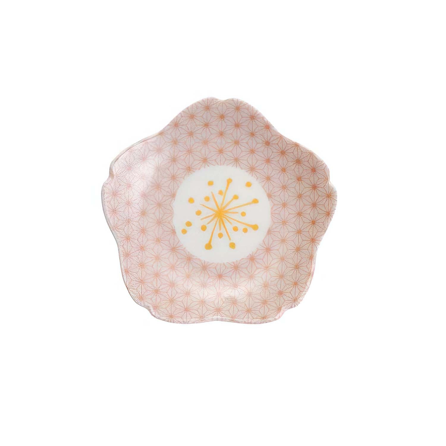 Harekutani Porcelain Sakura Plate Asanoha - Japanese Cherry Blossom Dinnerware for Home Decor, Tea Ceremony & Special Occasions