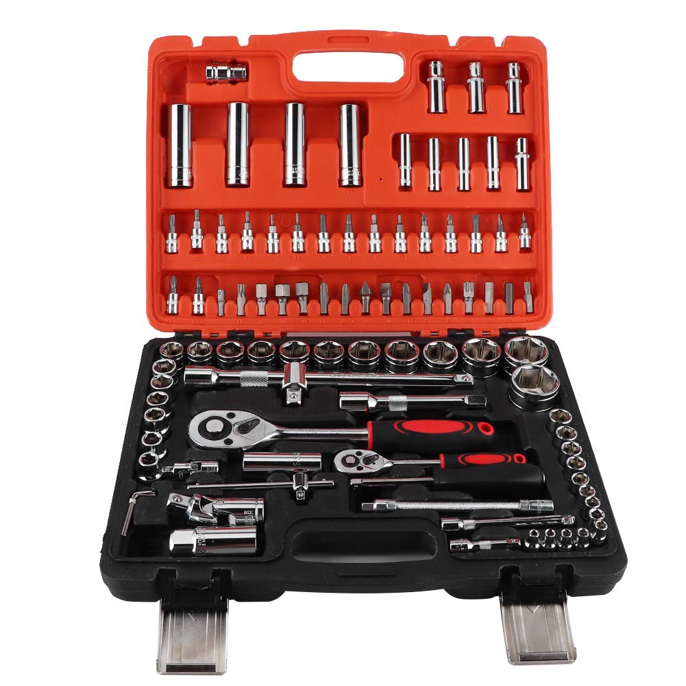94-Piece Professional Ratchet Spanner Socket Tool Set - 1/2 & 1/4 Inch Drive, Mechanics Hand Tool Kit with Case - Perfect for Car Repair, Home Maintenance & DIY Projects