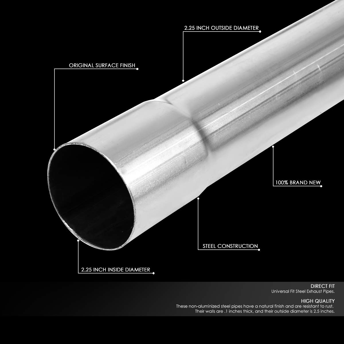 DNA Motoring ZTL-225RAW 16-Piece 2.25-Inch OD Mandrel Bent Exhaust Pipe Kit - Straight & Curved Pipes for Custom Car Exhaust Systems - Perfect for Performance Upgrades, Hot Rods, and DIY Automotive Projects