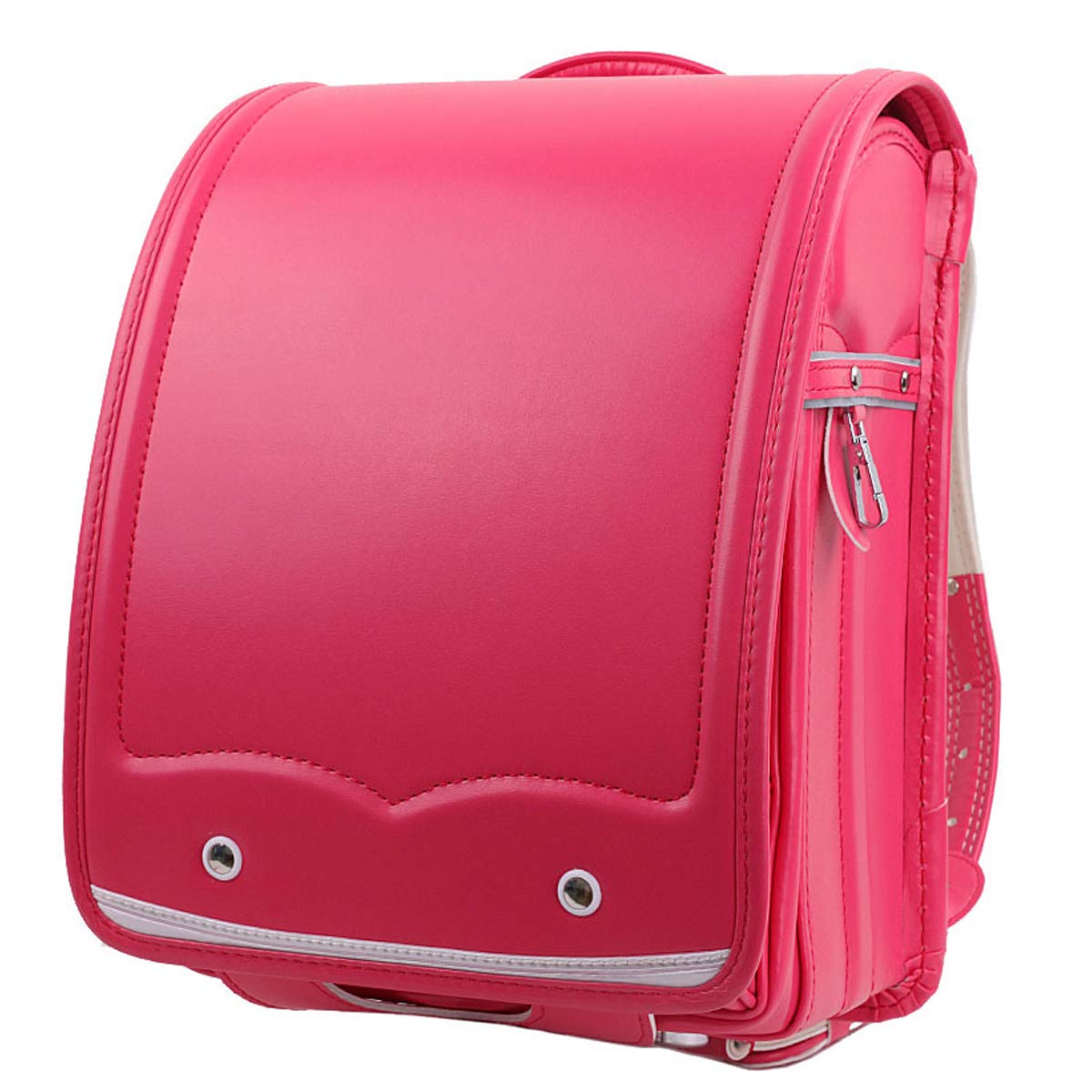 Japanese Randoseru Ransel Student Backpack - Lightweight PU Leather School Bag for Kids, Rose Red - Perfect Gift for Elementary Students, Daily Use & Travel