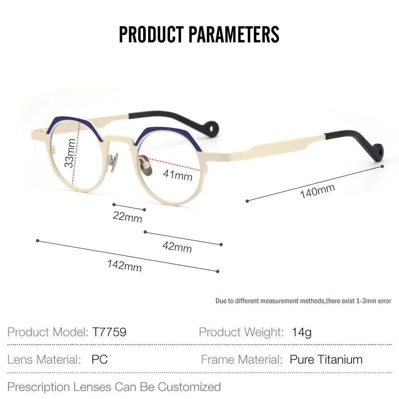 Unisex Full Rim Flat Top Round Titanium Eyeglasses 47759 - Lightweight Durable Frame for Men & Women - Perfect for Reading, Work, and Everyday Fashion