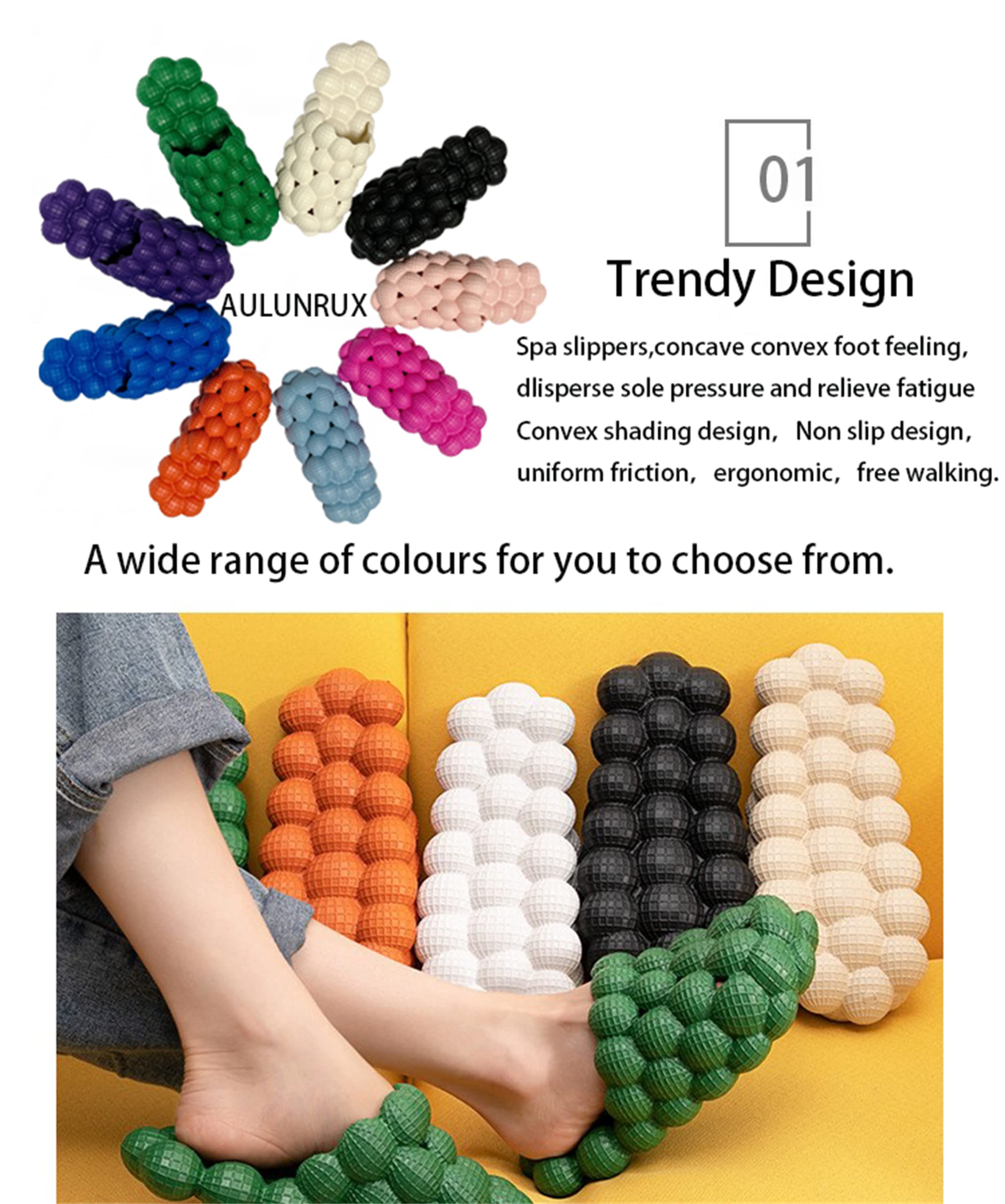 Reflexology Massage Slippers for Men & Women - Anti-Slip Bubble Slippers with Lychee Design - Comfortable Home Footwear for Relaxation & Stress Relief