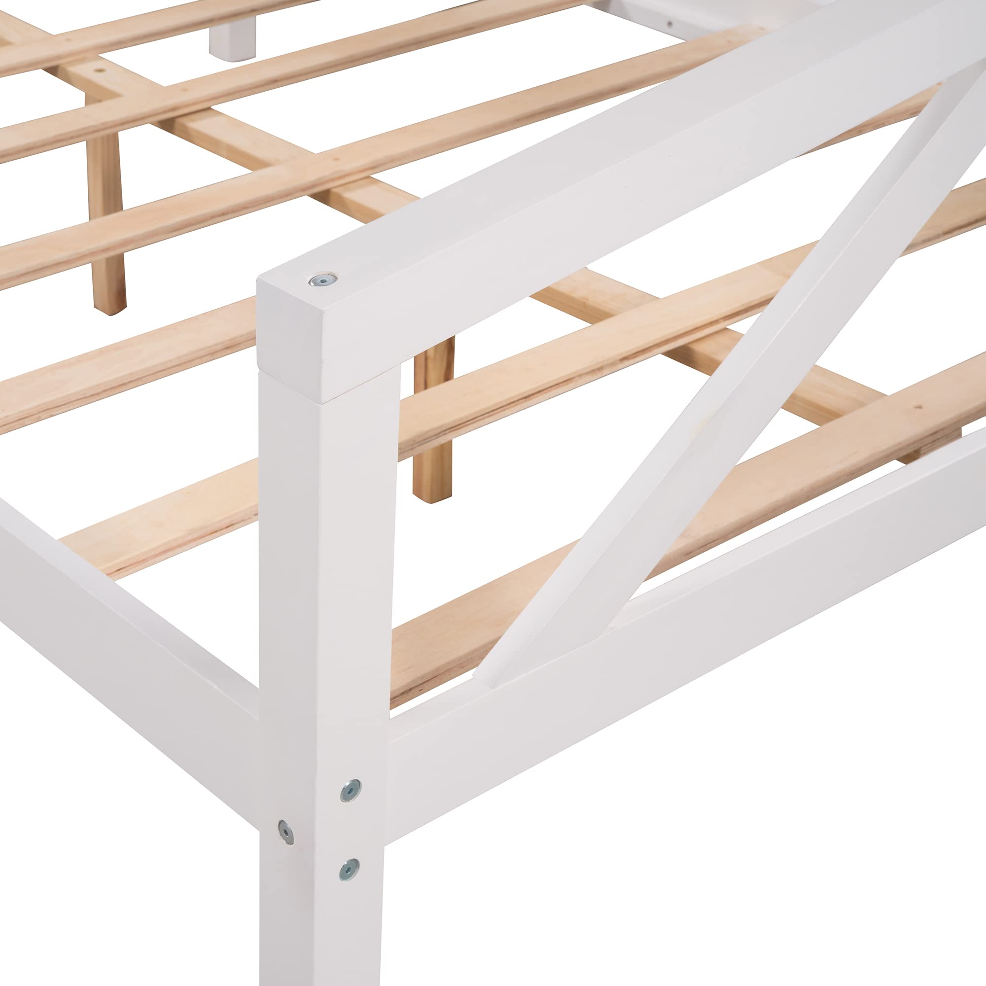 Bellemave Full Size Wooden Daybed Frame with Solid Wood Slats - Sturdy Dual-Use Sofa Bed for Bedroom & Living Room - No Box Spring Needed (White) - Perfect for Guest Rooms, Small Apartments & Cozy Reading Nooks