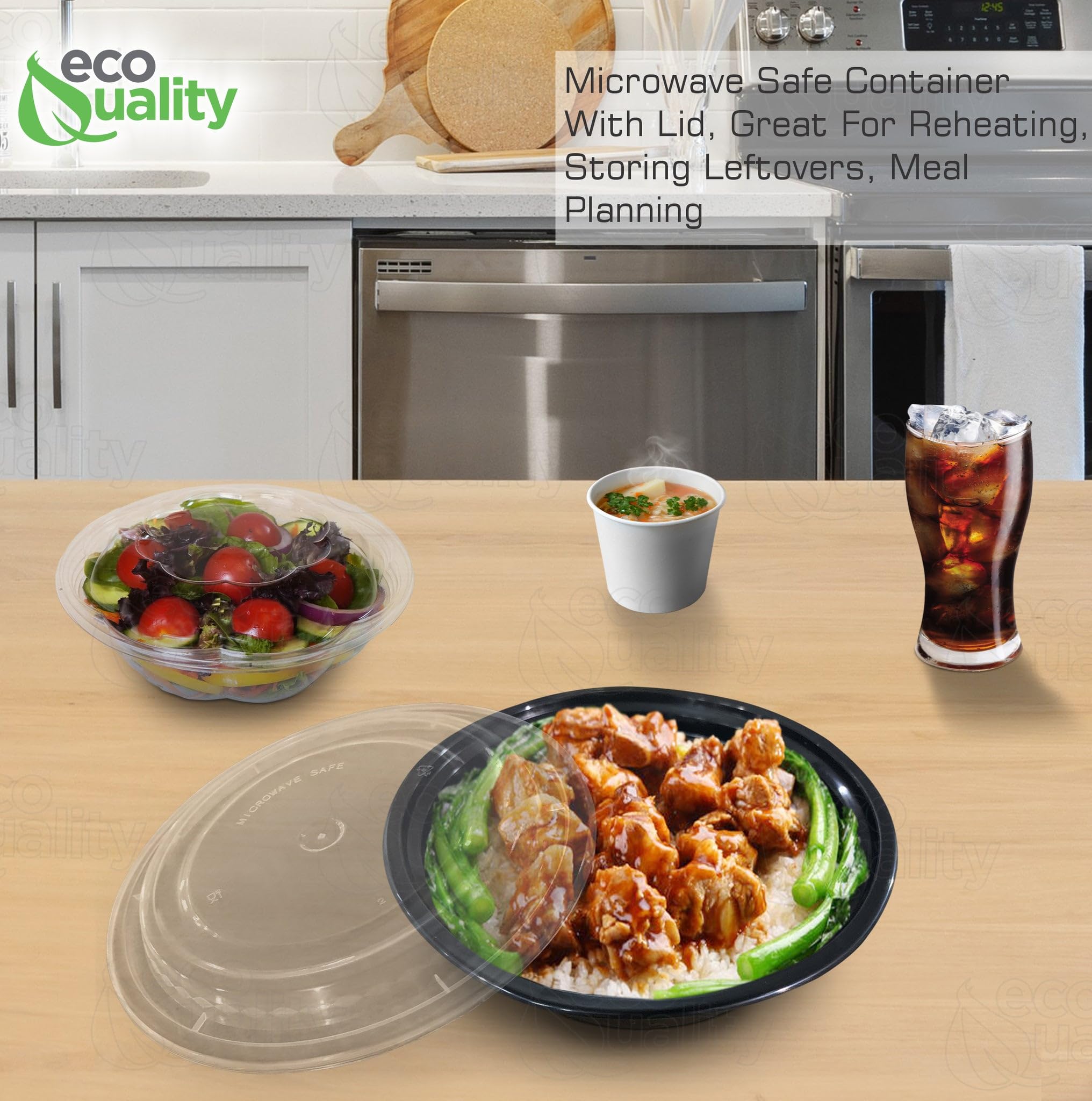 16 oz - 600 Count BPA-Free Round Microwaveable Plastic Meal Prep Containers with Lids - Stackable Food Storage Containers for Meal Prep, Leftovers & Freezer Storage - Reusable, Dishwasher & Freezer Safe - Perfect for Restaurants, Catering & Home Use (Black)