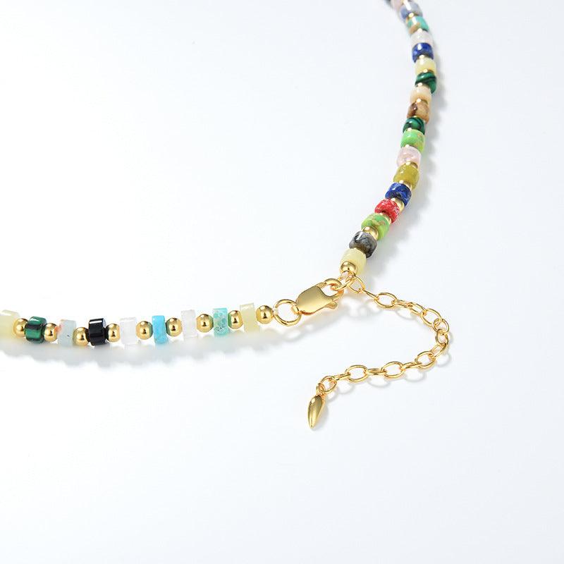 European & American Style Multi-Gem Turquoise Shoushan Stone Necklace for Women - Elegant Boho Jewelry Gift for Parties, Weddings & Special Occasions