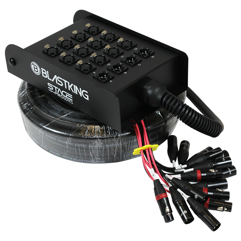 Blastking SPS12X4 100 Stage/Studio Snake Cable 12x4, 100 Ft - Professional Audio Snake Cable for Live Performances, Recording Studios, and Church Sound Systems