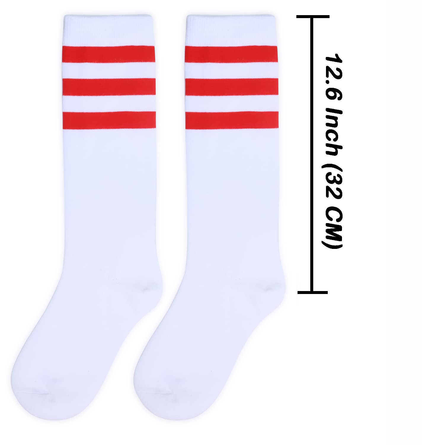 Henwarry Over the Calf Tube Socks - Classic Triple Stripes Cotton Retro Athletic Socks for Men & Women - Perfect for Running, Sports & Casual Wear