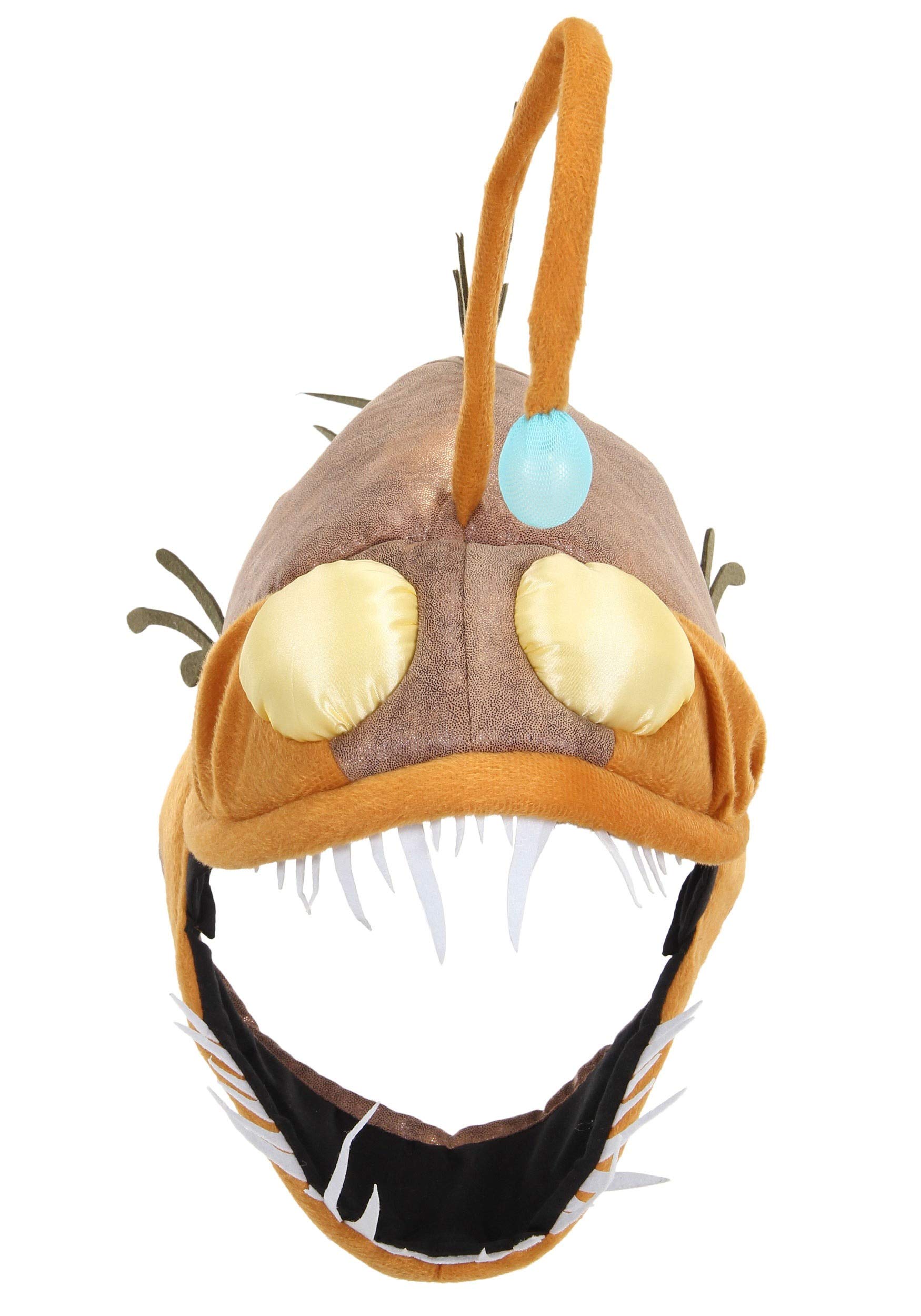 Elope Light-Up Angler Fish Costume Hat for Adults - Adjustable Faux Suede Hat with Glow-in-the-Dark Fins & Teeth | Perfect for Halloween, Cosplay, and Underwater Themed Parties