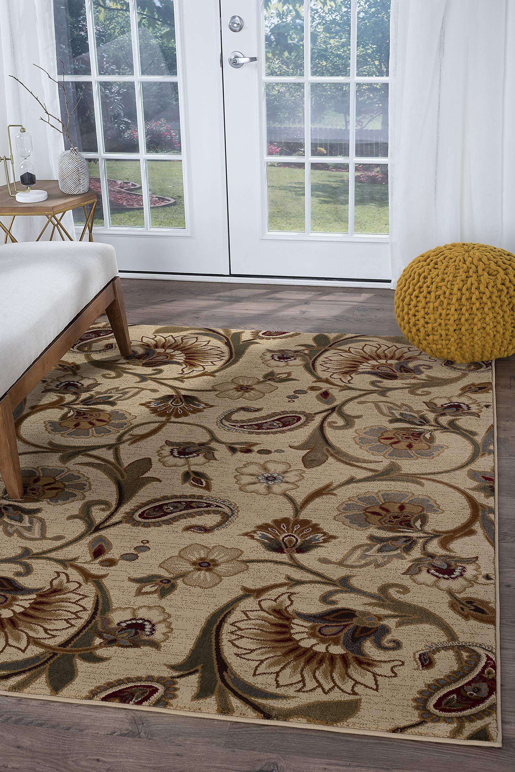 Fairfield Beige Modern 2x3 Entryway Rug - Non-Slip Indoor Front Door Mat, Small Area Rug for Kitchen & Bathroom, Contemporary Low-Pile Carpet - Perfect for High-Traffic Areas & Home Decor