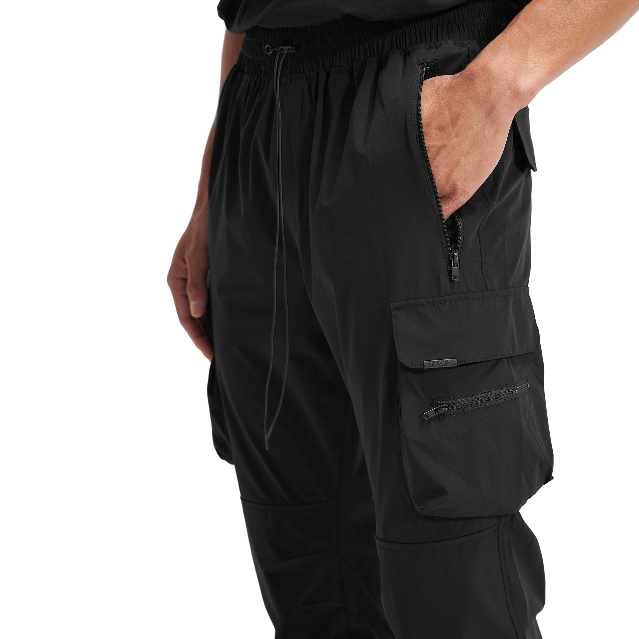 Represent 247 Black Cargo Pants for Men - Stylish Military Tactical Pants with Multiple Pockets - Perfect for Outdoor, Work, and Casual Wear