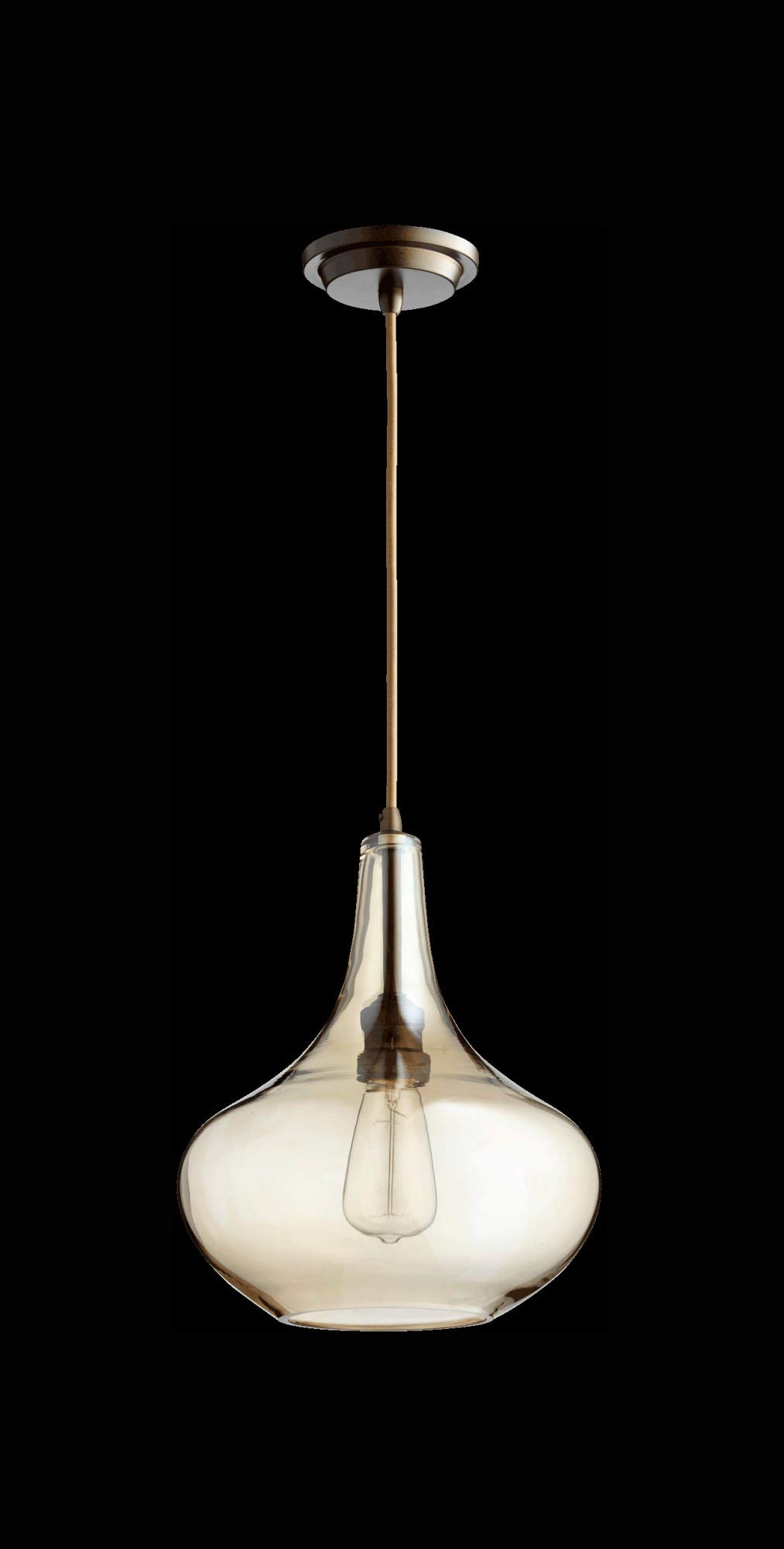 Quorum 8004-14 Chrome Finish Transitional One Light Pendant - Filament Collection for Modern Dining Room & Kitchen Island Lighting