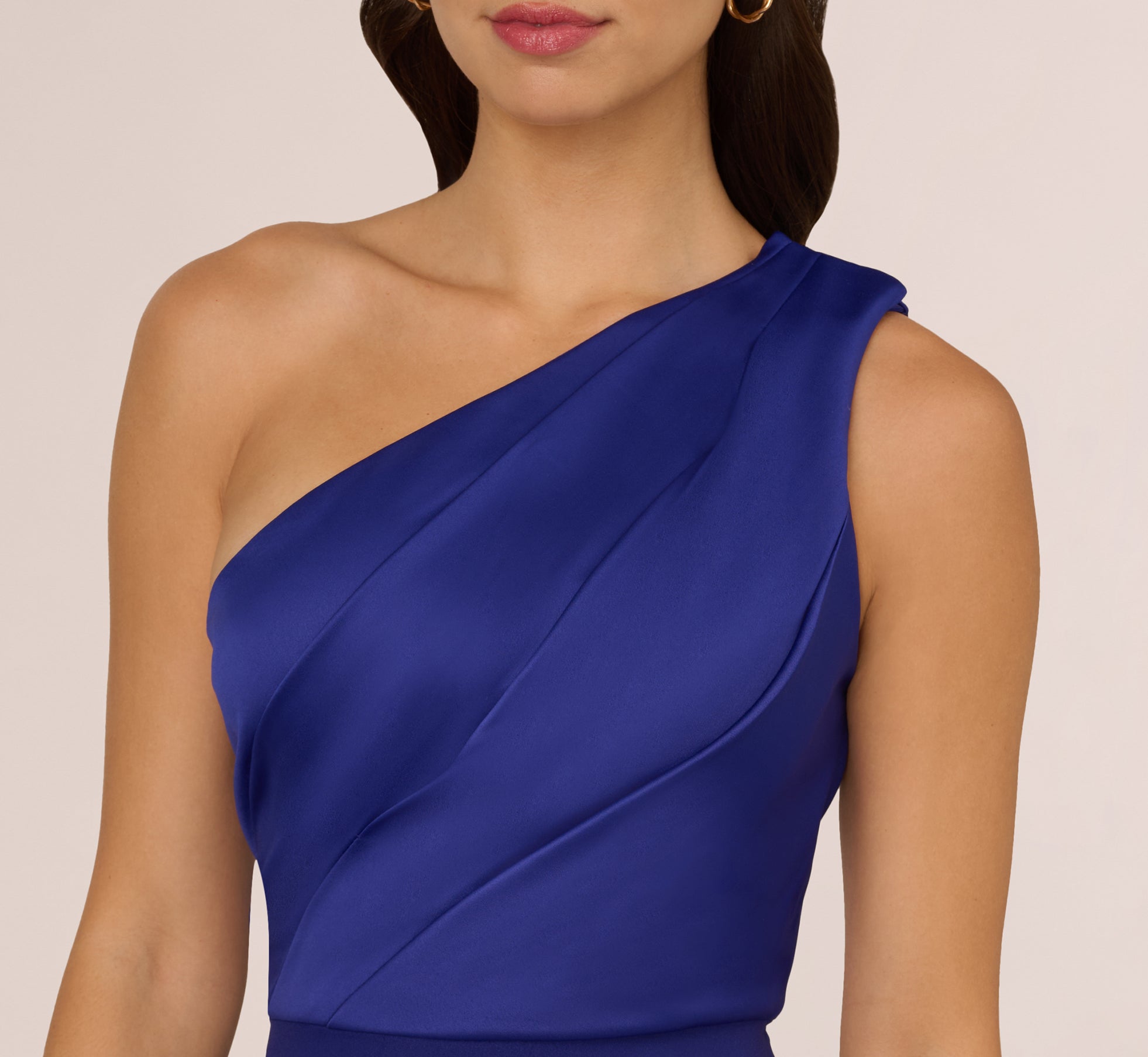 Elegant One Shoulder Ruffle Midi Sheath Dress - Dark Blue Violet for Cocktail Parties & Evening Events