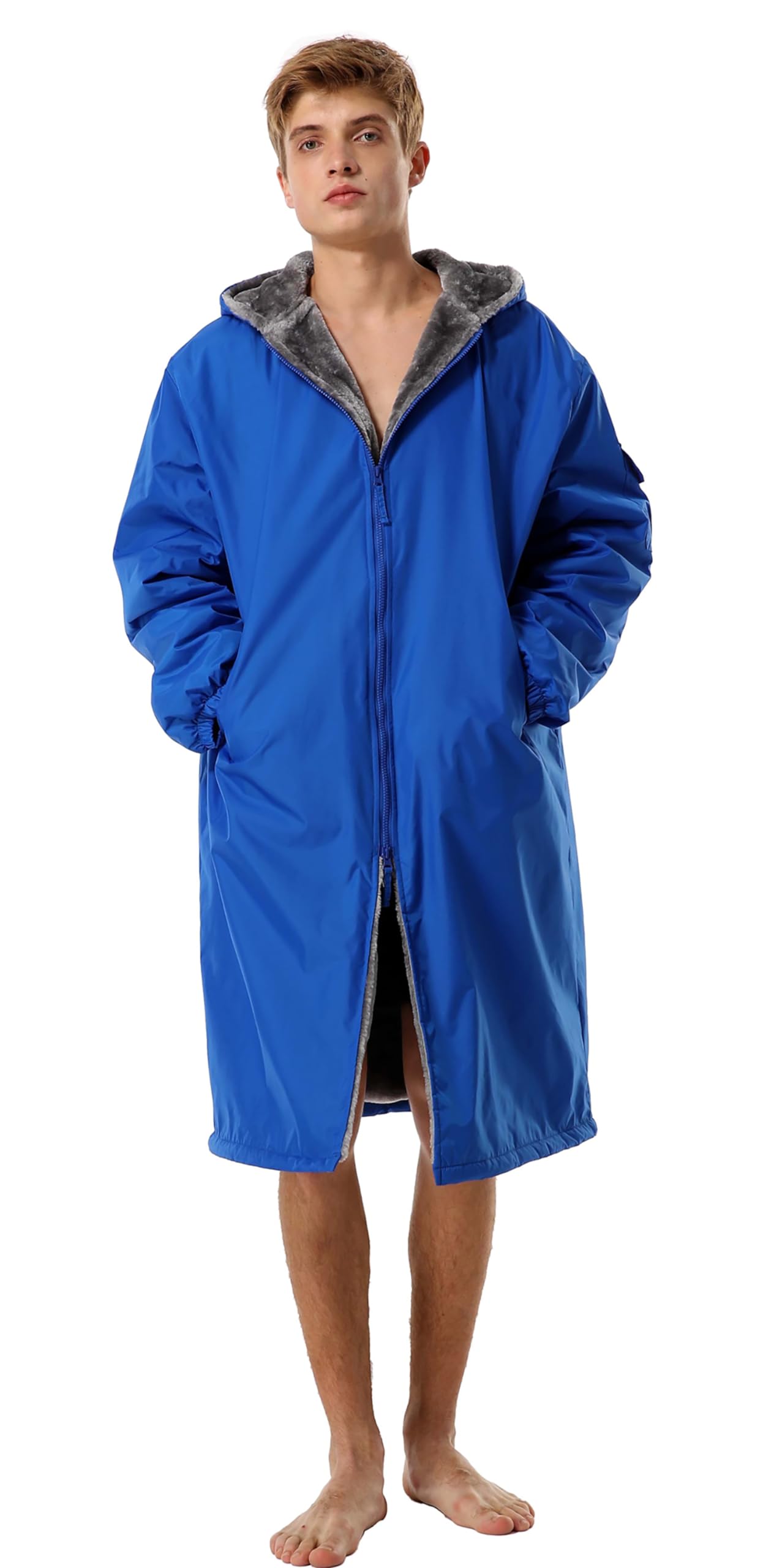 Adoretex Unisex Adult & Youth Waterproof Swim Parka with Soft Faux Fur Lining - Warm Cover-Up for Beach, Pool & Water Sports