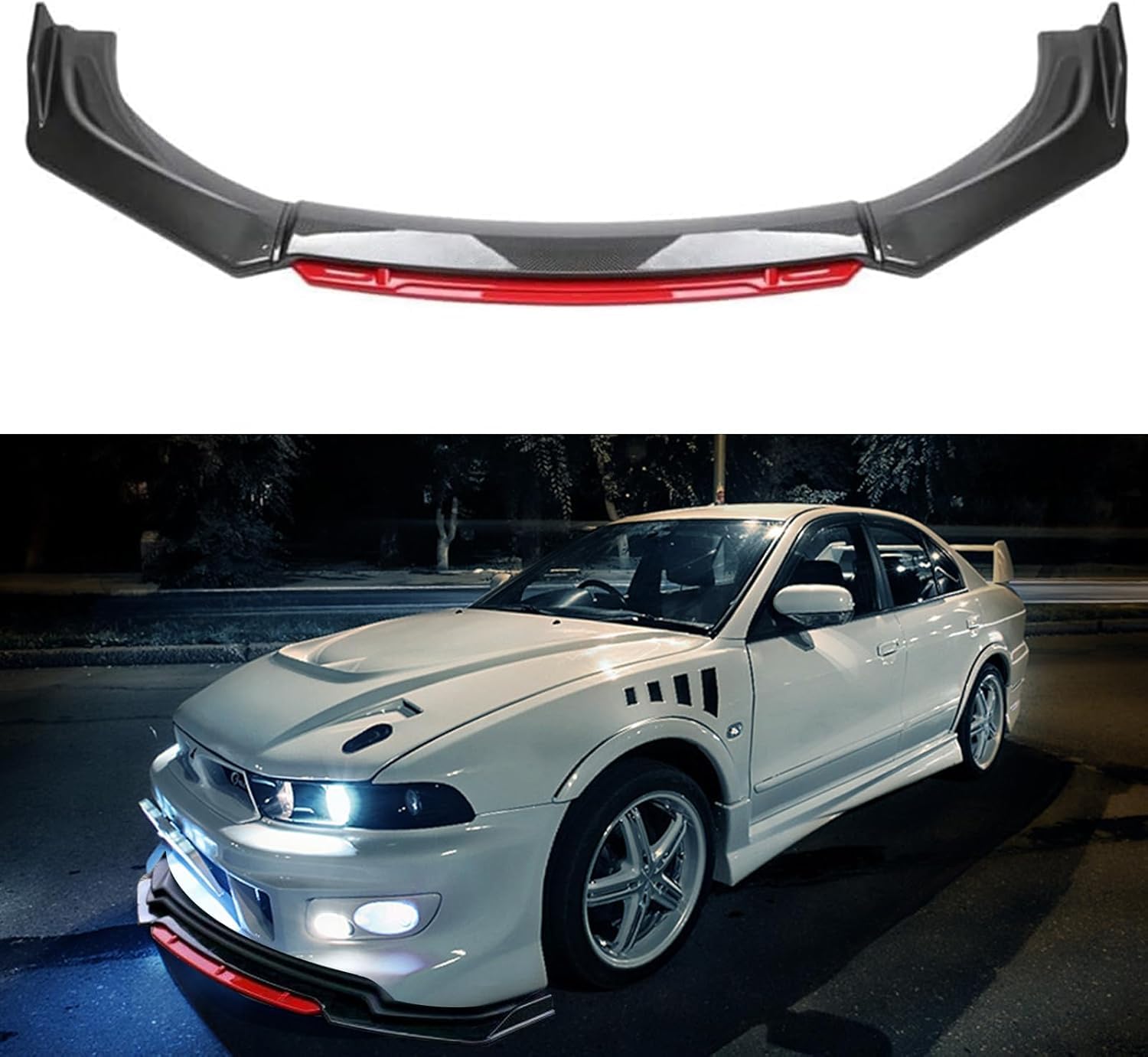 4Pcs Universal Front Bumper Lip Body Kit - ABS Glossy Black Front Lip Spoiler & Diffuser for Most Cars & Trucks - Enhance Style & Aerodynamics for Street Racing & Car Shows