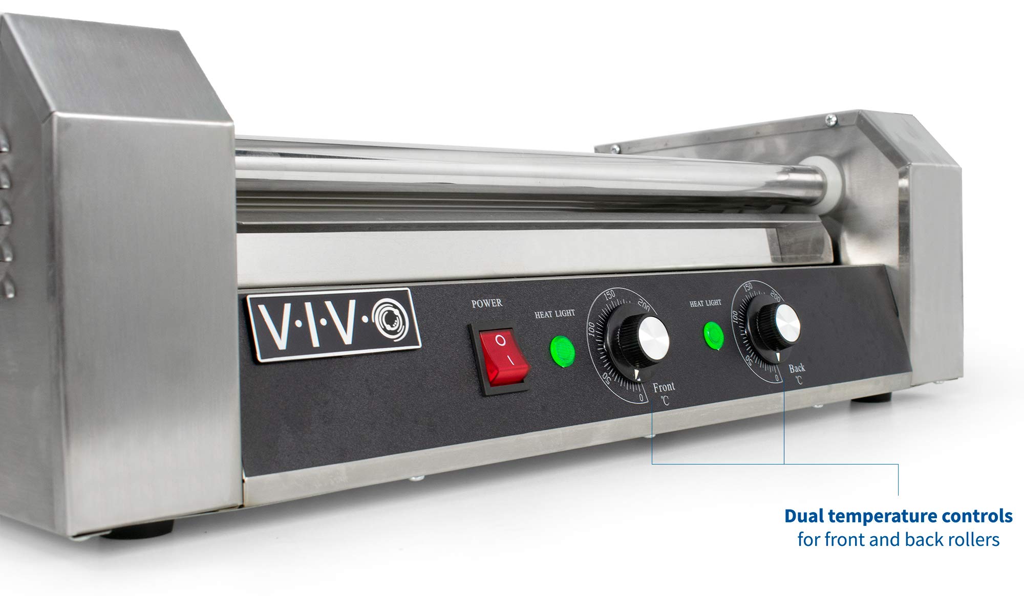 VIVO Electric 12 Hot Dog 5 Roller Grill Cooker Warmer, 750W Commercial & Household Stainless Steel Hot Dog Machine (HOTDG-V005) - Perfect for Restaurants, Food Trucks, Parties, and Home Use