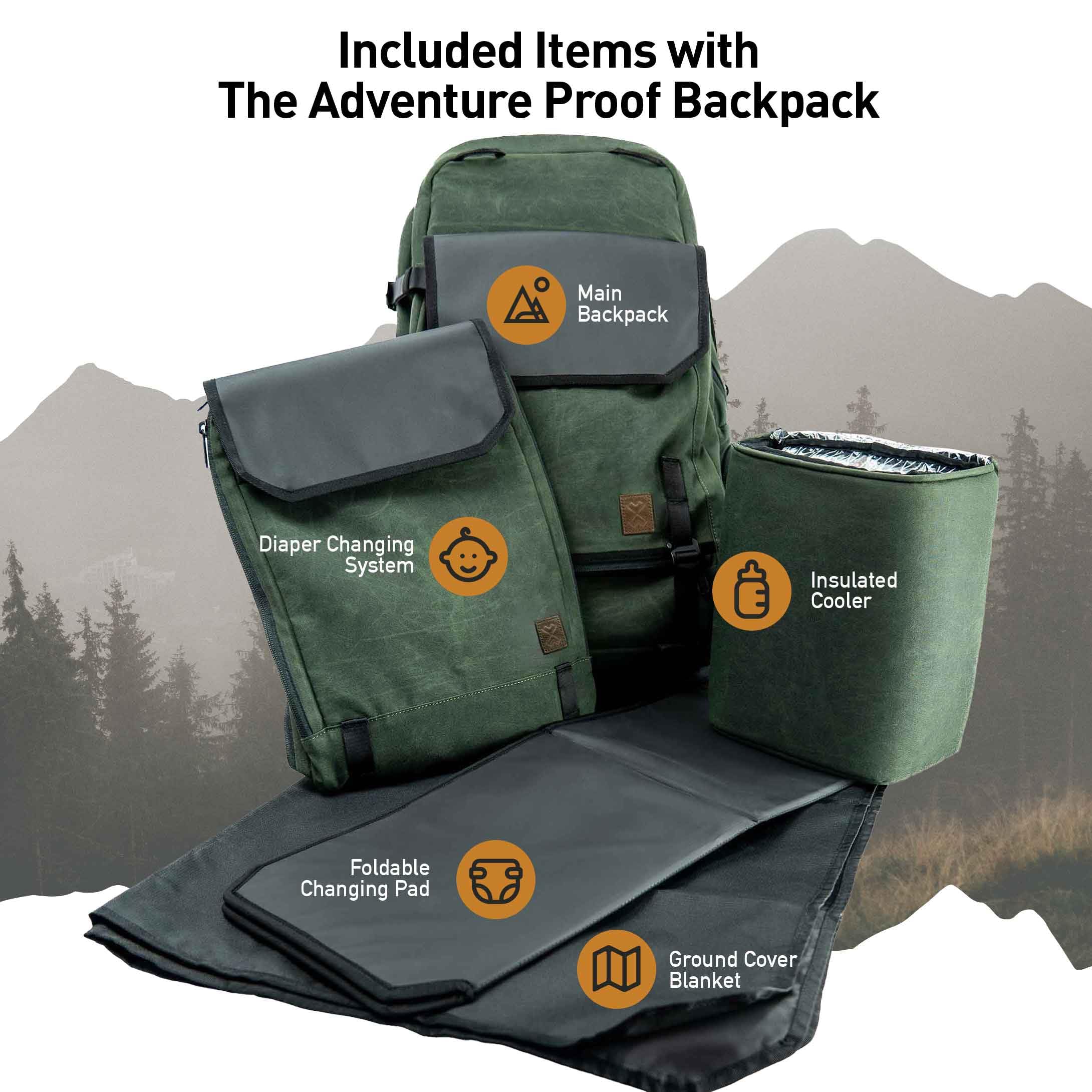 5-in-1 Tactical Hiking Backpack - Waterproof Travel Diaper Bag with Cooler Compartment | Lightweight Durable Design with Convertible Handles & Changing Pad | Perfect for Outdoor Adventures, Camping, Hiking and Family Travel