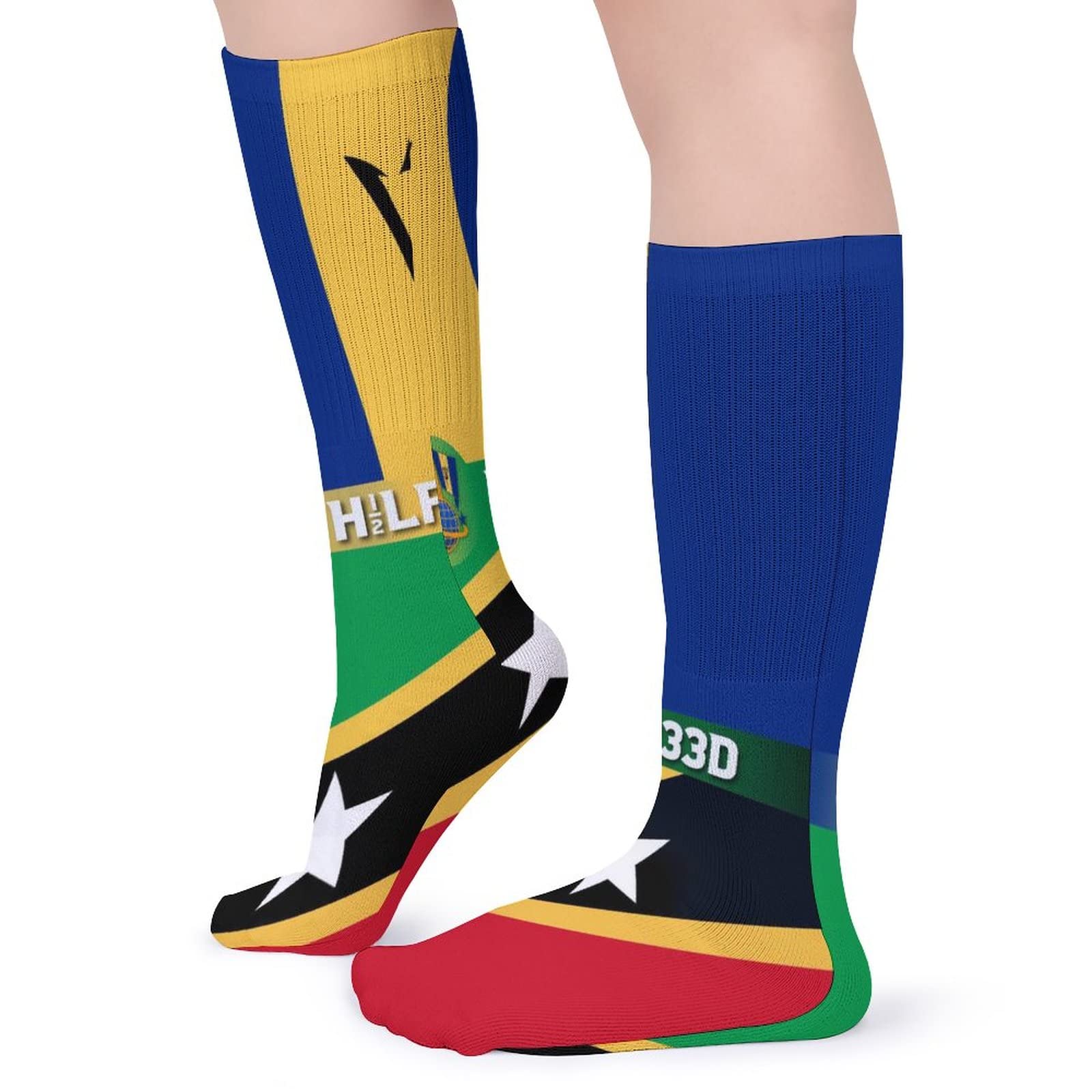 Barbados & St. Kitts Flag Design Moisture-Wicking Breathable Athletic Socks for Men & Women - 5 Pairs Pack - Perfect for Running, Gym Workouts & Casual Wear