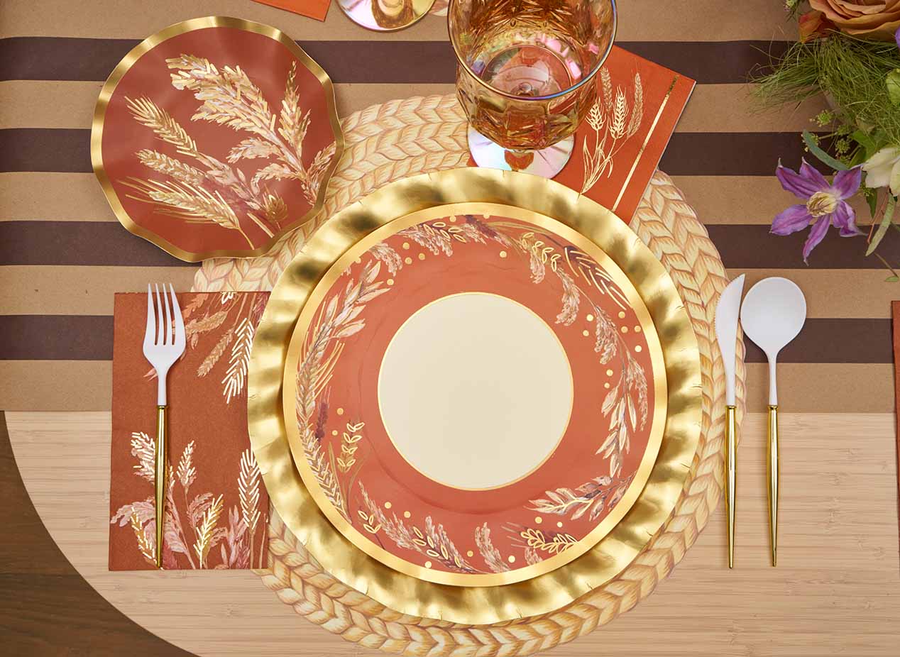Harvest Wheat Wavy Dinner Plates - 8-Piece Set, Farmhouse Style Ceramic Plates for Everyday Use, Microwave & Dishwasher Safe - Perfect for Family Dinners, Parties & Rustic Table Settings