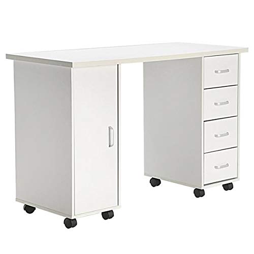 Professional Double-Sided Manicure Table with Drawer - White Nail Art Station for Salon & Home Use | Perfect for Nail Technicians & DIY Enthusiasts
