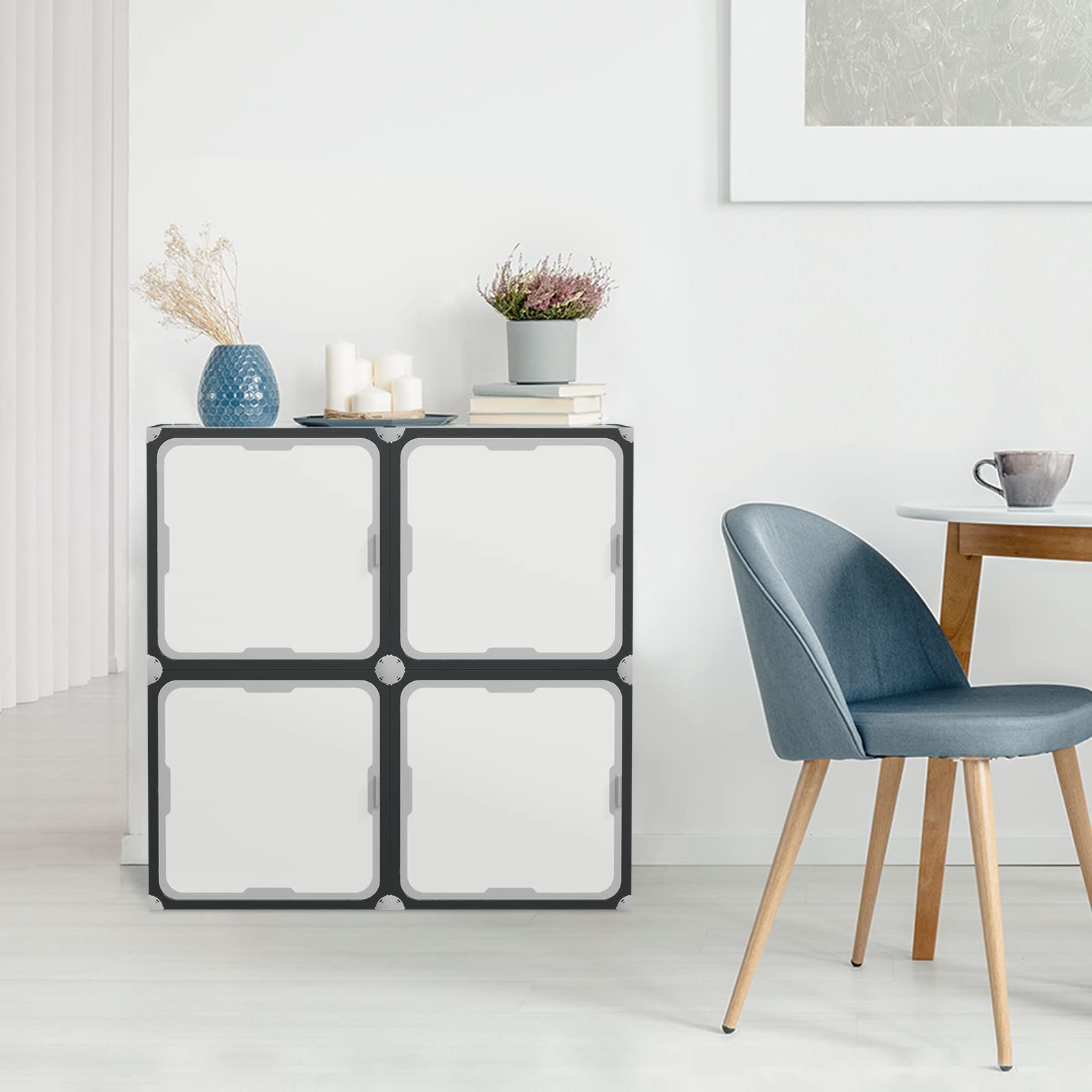MIRUO 4-Pack White Storage Cubes & Closet Organizers - Foldable Fabric Bins for Office, Clothing, and Home Organization (A-GE08002-USAM021) | Perfect for Bedroom, Nursery, and Pantry Storage Solutions
