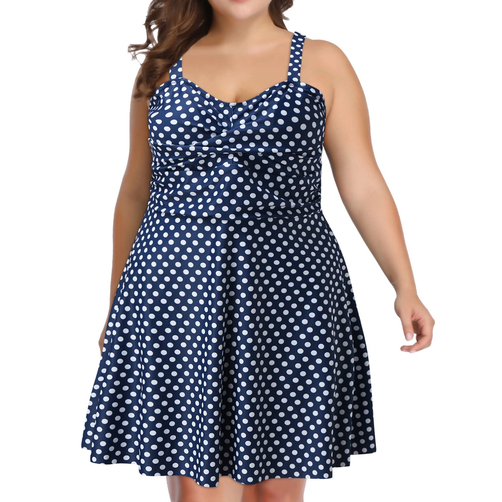 Plus Size Women's Two Piece Swimsuits - High Waist Tankini Bikini Set with Skirt Size 16 | Beach Vacation, Pool Party & Summer Swimwear