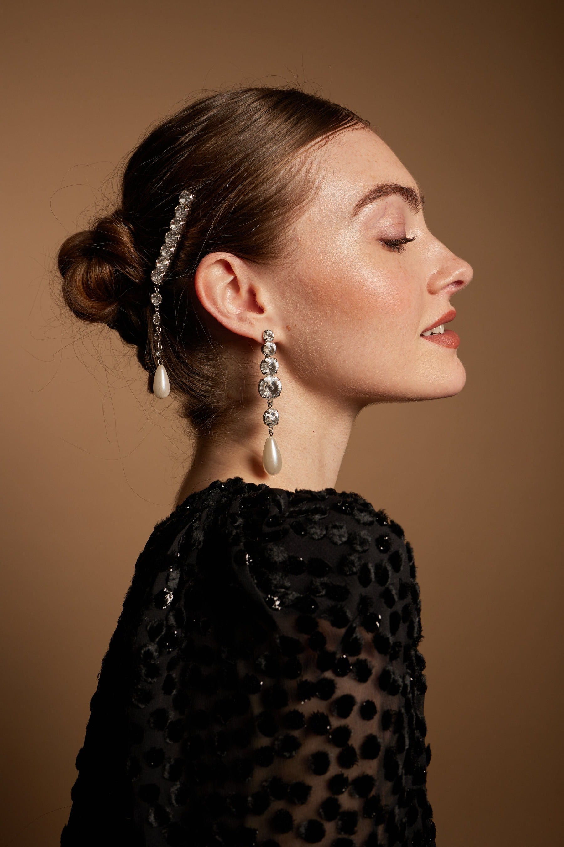 Athena Pearl and Crystal Drop Earrings - Elegant Dangle Jewelry for Women | Perfect for Weddings, Parties & Special Occasions