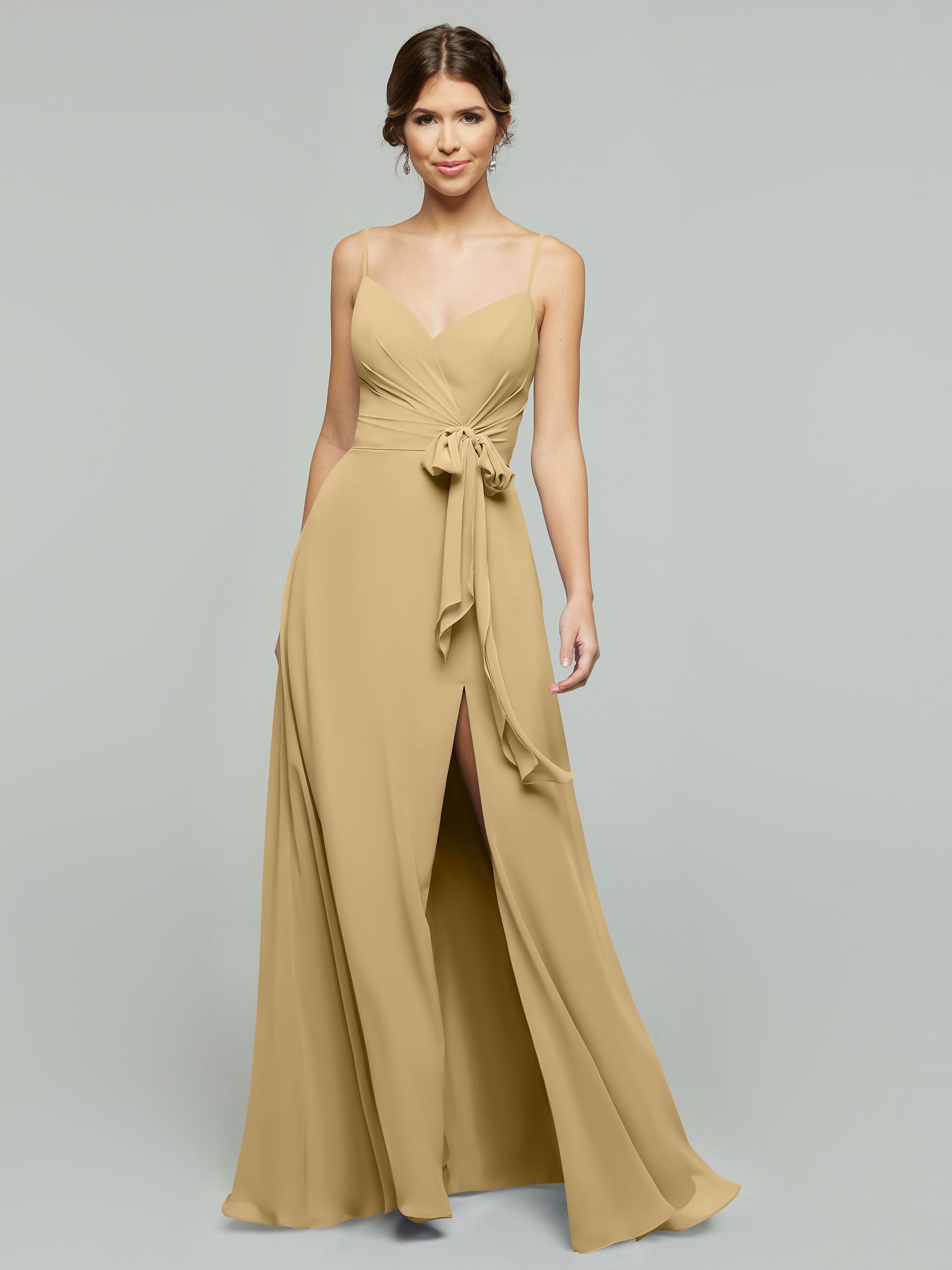Elegant 80182 Chiffon A-Line Bridesmaid Dress with V-Neck & Spaghetti Straps - Perfect for Weddings, Formal Events & Special Occasions