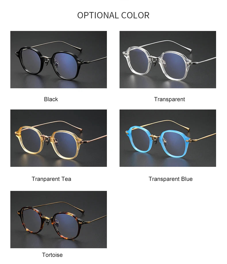 Stylish Unisex Full Rim Polygon Square Titanium Acetate Eyeglasses Frame 11183 - Trendy Geometric Glasses for Work, Reading & Fashion Accessories