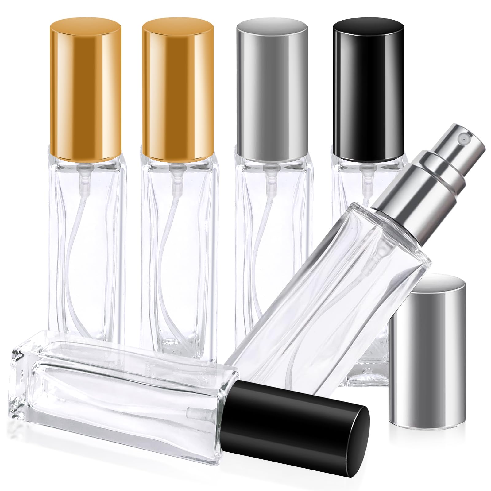 Senbaler 6-Pack Mini Refillable Travel Perfume Spray Bottles - 5ml Portable Atomizer for Fragrance (Black, Gold, Silver) | Perfect for Purse, Gym Bag & Airplane Carry-On