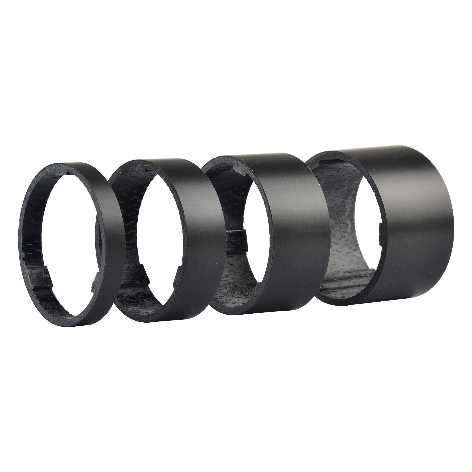 Yaruijia 1-1/8 Inch Bicycle Full Carbon Fiber Headset Spacer Kit (5mm 10mm 15mm 20mm) - Lightweight Bike Stem Spacers for Road & Mountain Bikes - Perfect for Cycling, Commuting & Bike Maintenance