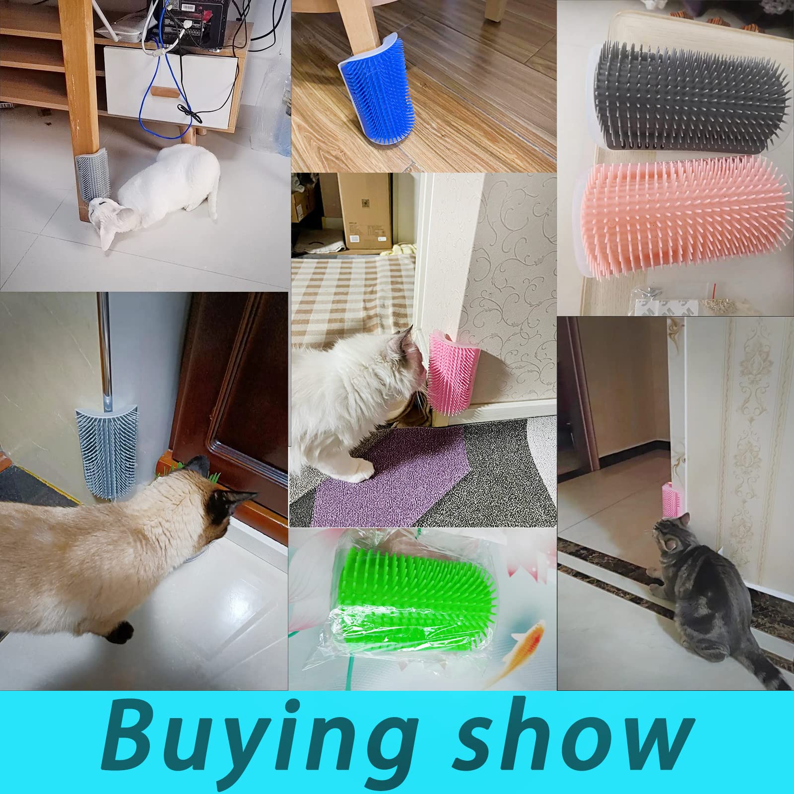 5-Pack Cat Grooming Kit - Self Grooming Face Massager with Catnip Pouch, Soft Brush for Indoor Cats, Wall Corner Scratcher & Fur Comb for Long/Short Hair - Perfect for Stress Relief & Coat Maintenance at Home