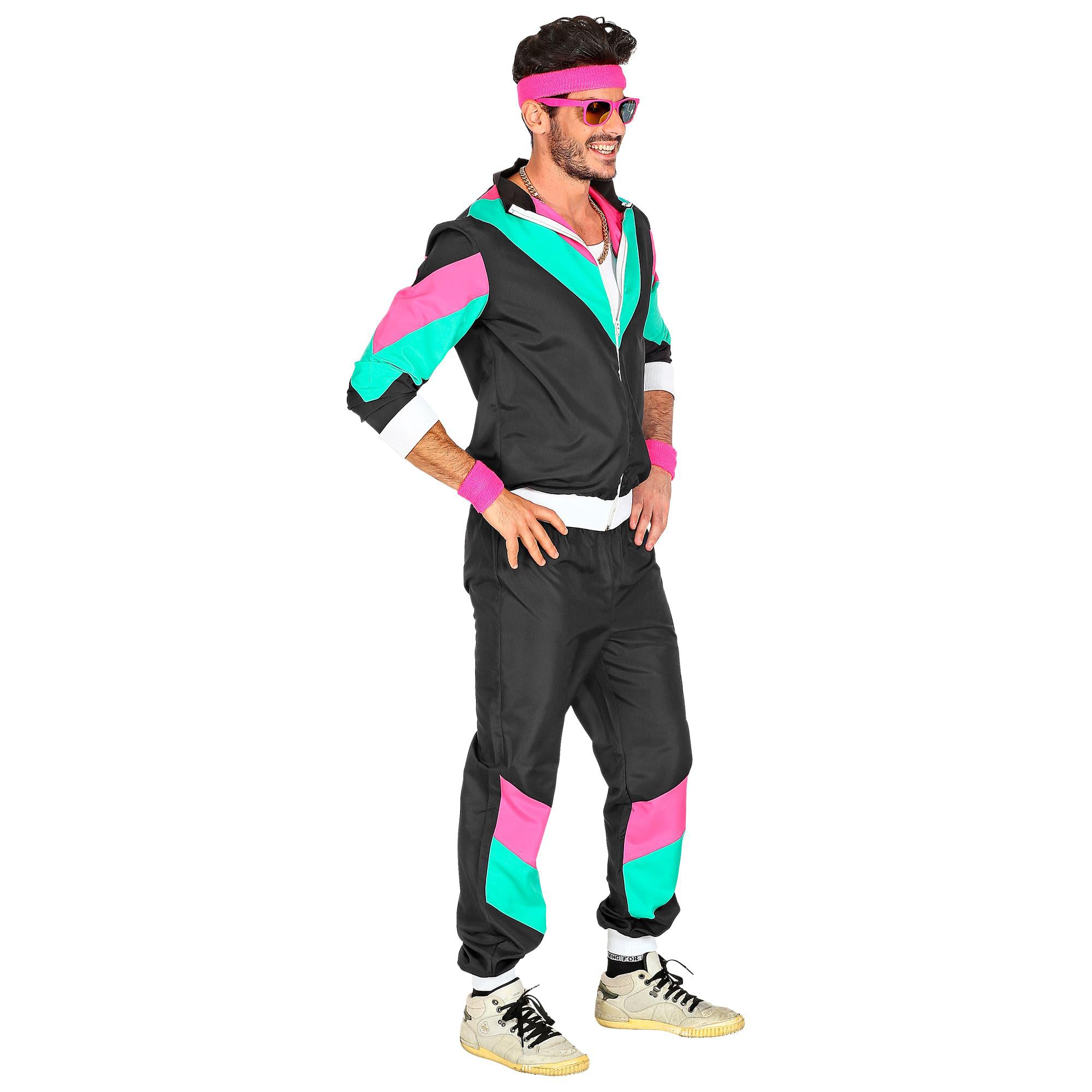WWIDMANN MILANO 80s Retro Party Dress Costume - Black Vintage Running Outfit for Halloween, Cosplay & Themed Parties - Perfect for 80s Night, Costume Contests & Fun Events