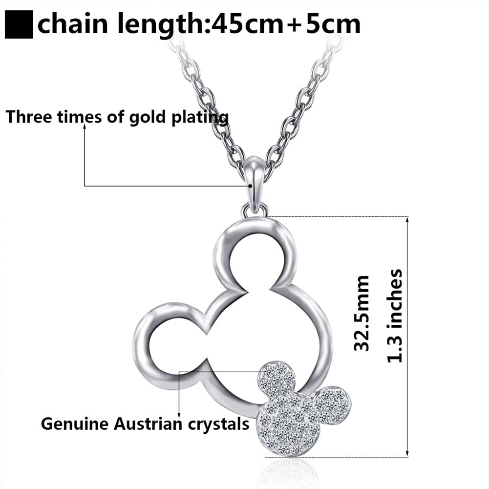 Disney Mickey Mouse Pendant Necklace for Women - Rose Gold Plated Charm Jewelry, Perfect Gift for Birthday, Anniversary & Wedding (Great for Disney Fans & Fashion Accessories)