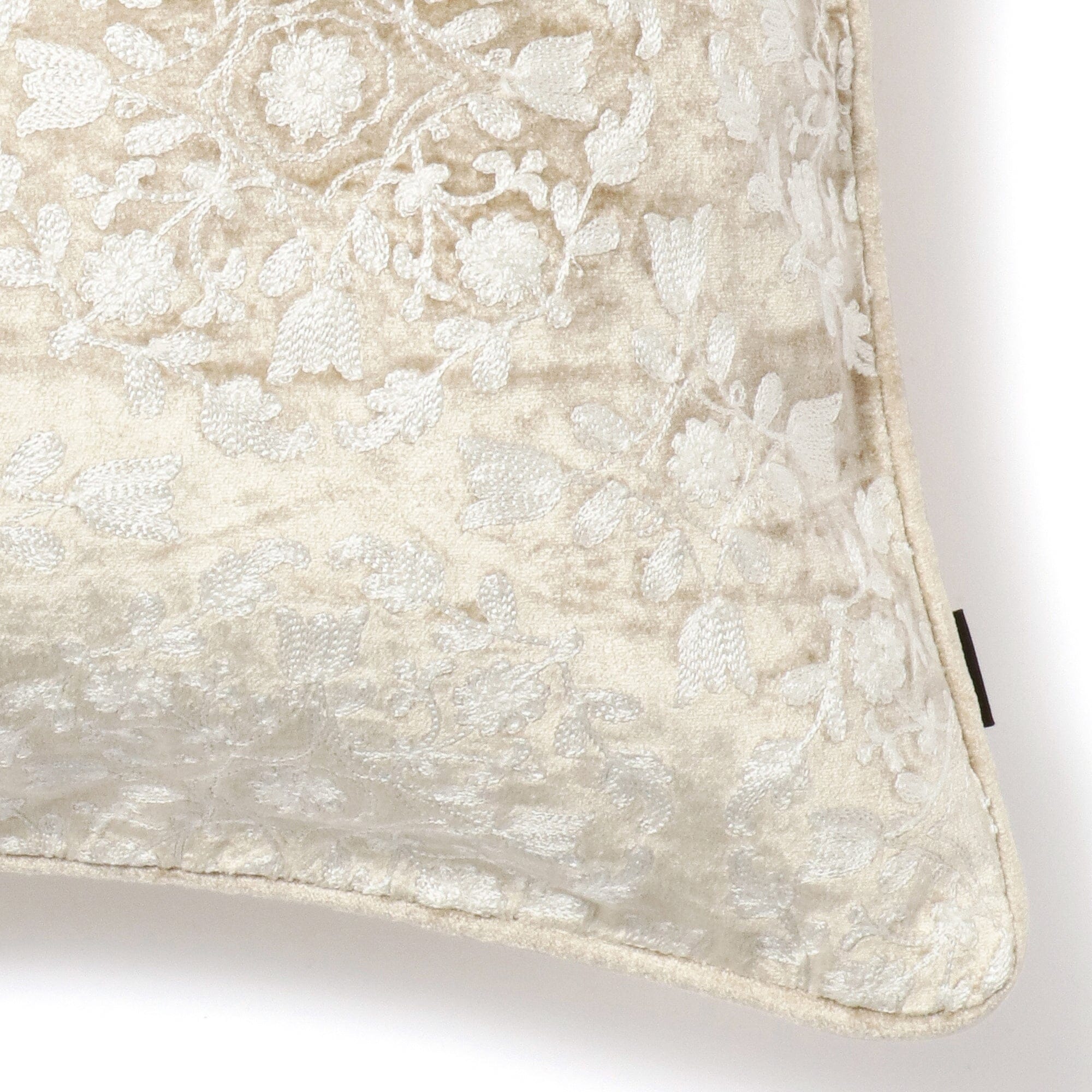 Embroidered Decorative Cushion Cover 18x18 Inches Beige - Elegant Home Decor for Sofa, Bed, and Living Room