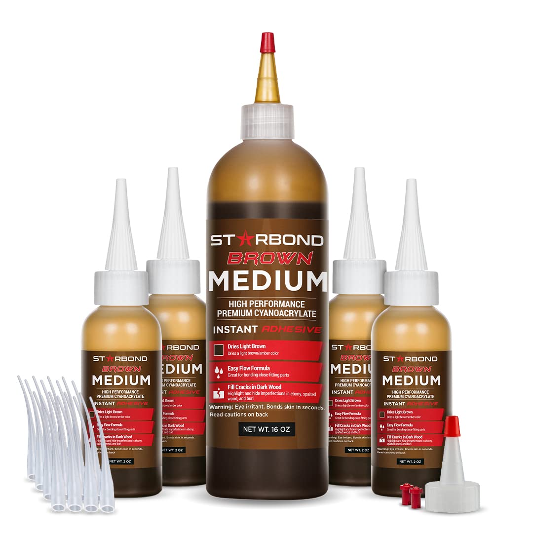 Premium Cyanoacrylate (CA) Super Glue Kit - 16oz (453g) Medium Viscosity Wood Adhesive for Woodworking, Woodturning & Carpentry | Fast-Drying Crack Filler for DIY Projects & Home Repairs