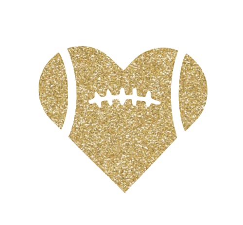 Football Heart Iron-On Transfer - T-Shirt Decal & Sports Patch for DIY Apparel - Perfect for Football Moms & Team Spirit - Quick 5-Minute Application (Champange Glitter) - Great for Game Day, Team Gifts & Customizing Jerseys