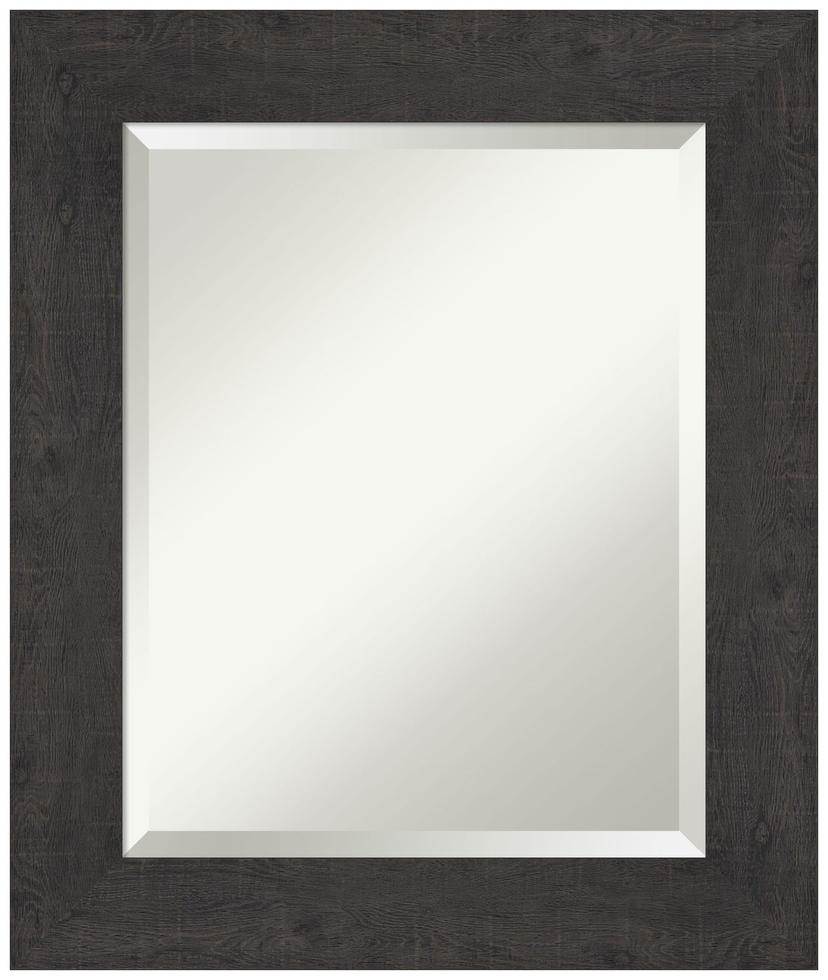 Amanti Art 26x22 Inch Rustic Brown Wall Mirror - Espresso Plank Rectangle Bathroom & Living Room Decor with Beveled Edge, Farmhouse Style, Horizontal or Vertical Hanging - Perfect for Bathroom Vanity, Entryway, Bedroom & Farmhouse Wall Decor