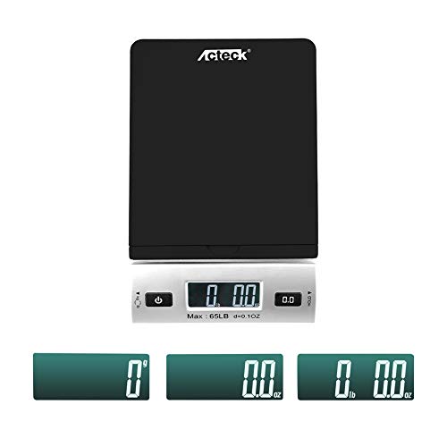 **A-CK65BS 65LB x 0.1OZ Digital Postal Shipping Scale with Batteries & AC Adapter - Black & Silver - Perfect for Mailing, Shipping, and Small Business**