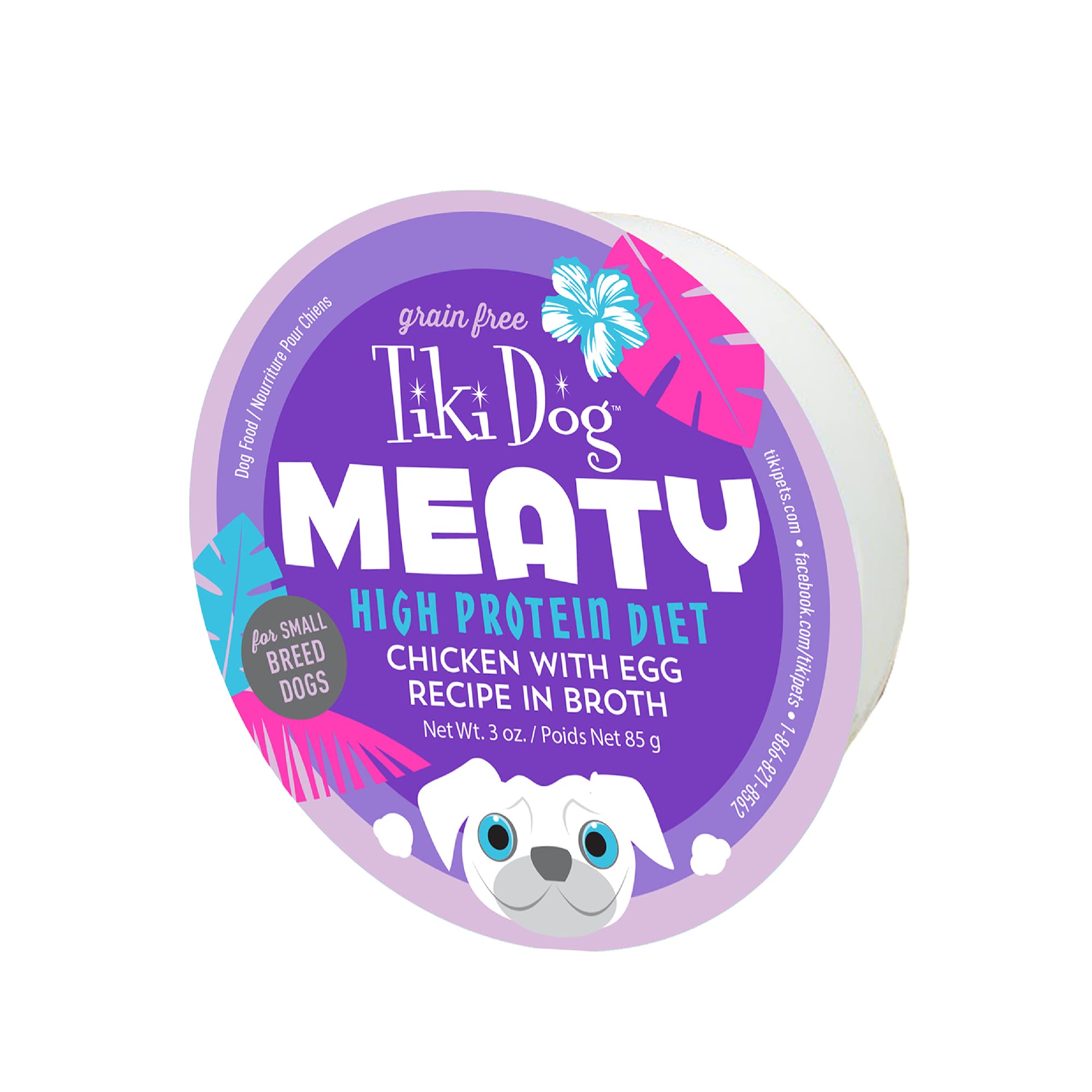Tiki Dog Meaty Wet Dog Food - Chicken with Egg Recipe, 3 oz. Cups (Pack of 4) | High Protein Grain-Free Dog Food for Small & Medium Breeds | Perfect for Travel, Training Treats & Mealtime