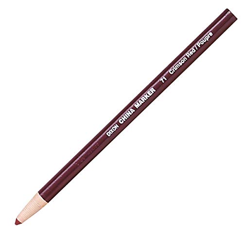 Dixon 00071 Non-Toxic China Marker - Crimson Red, Paper-Wrapped Grease Pencil for Art, Drafting & Industrial Marking | Perfect for Sketching, Labeling & Glass/Metal Writing