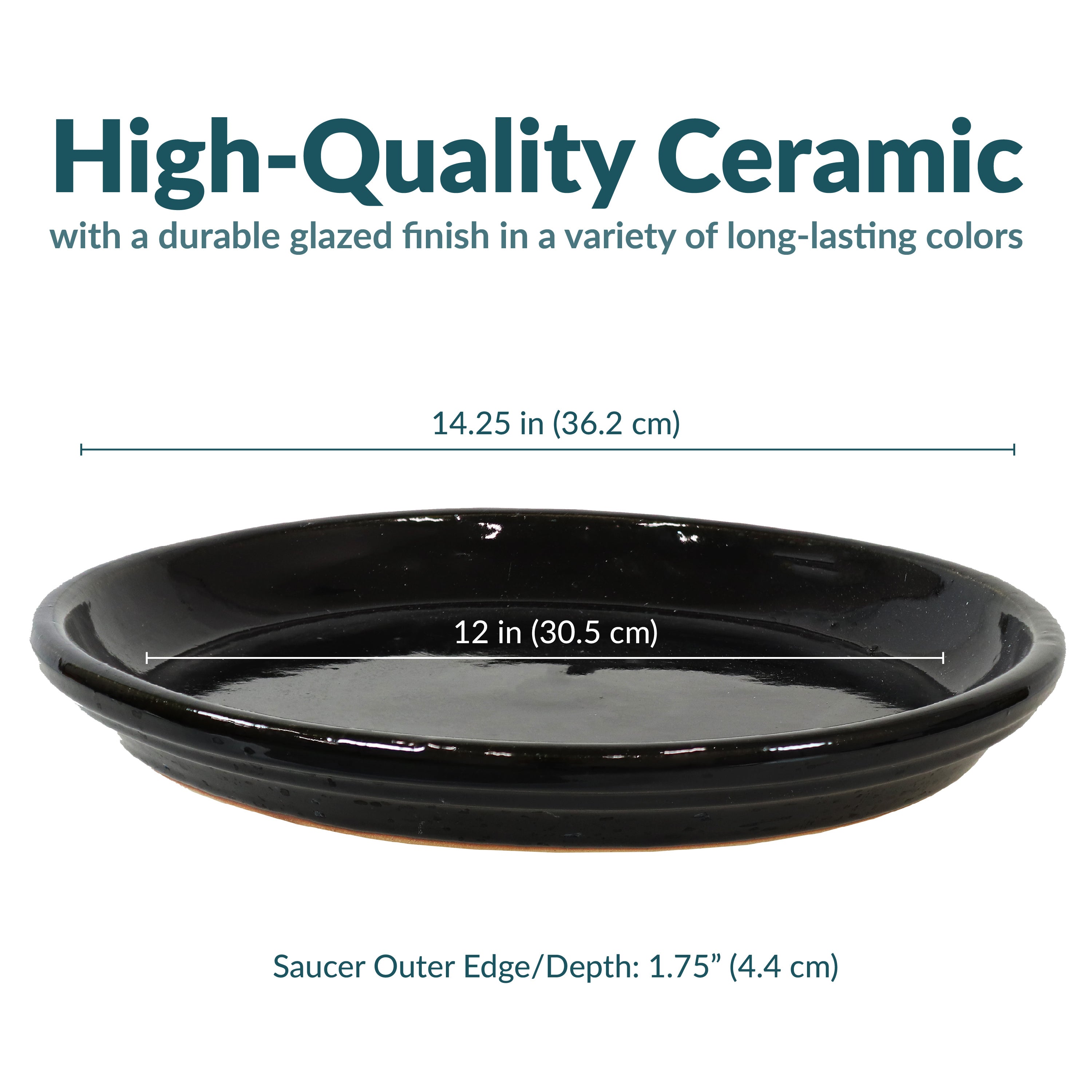Sunnydaze Set of 2 Glazed Ceramic Planter Saucers - 6 Inch Flower Pot Trays for Indoor & Outdoor Plants - Perfect for Drainage and Protecting Surfaces
