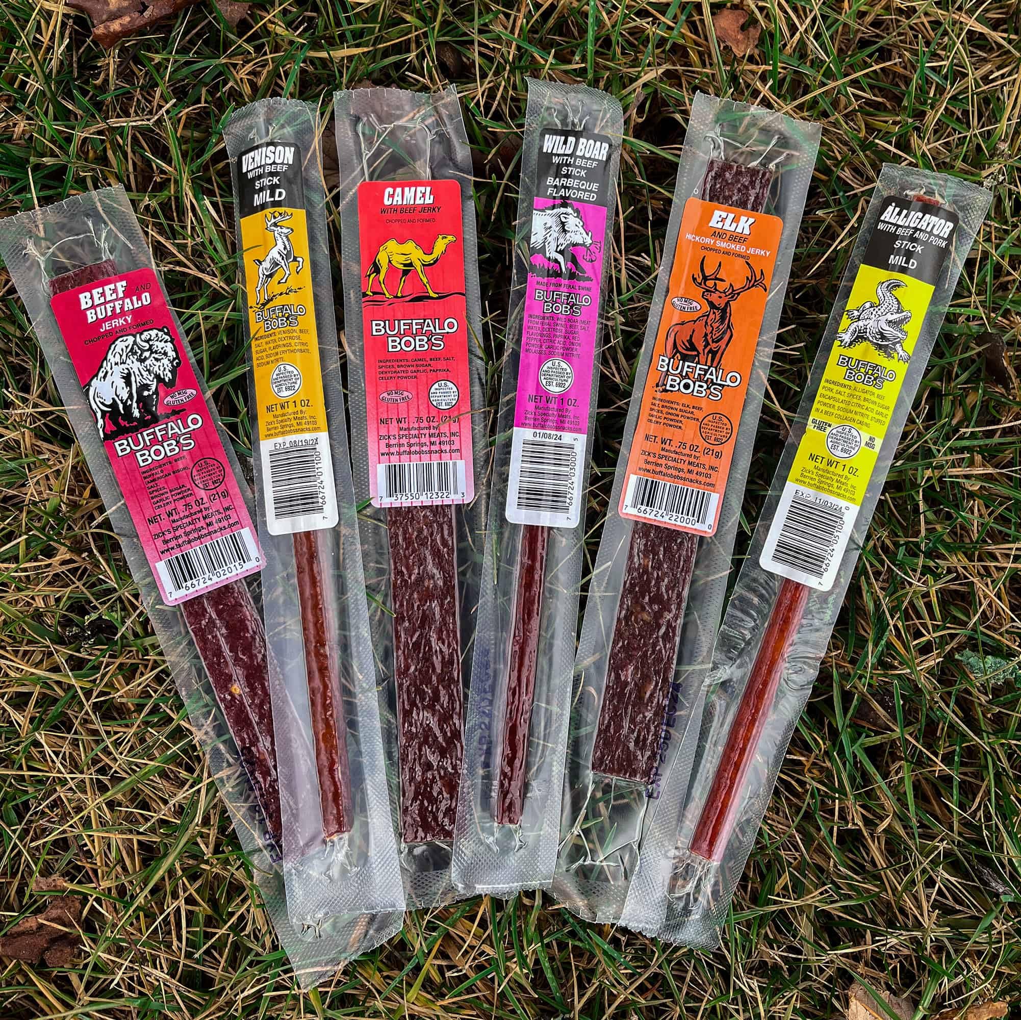 Buffalo Bob's Wild Game Meat Snacks (6 Pack) - Premium Beef Jerky Variety Gift Set with Exotic Wild Boar & Elk Jerky - Perfect Gift for Men, Dad & Father - Great for Camping, Hiking & Outdoor Adventures