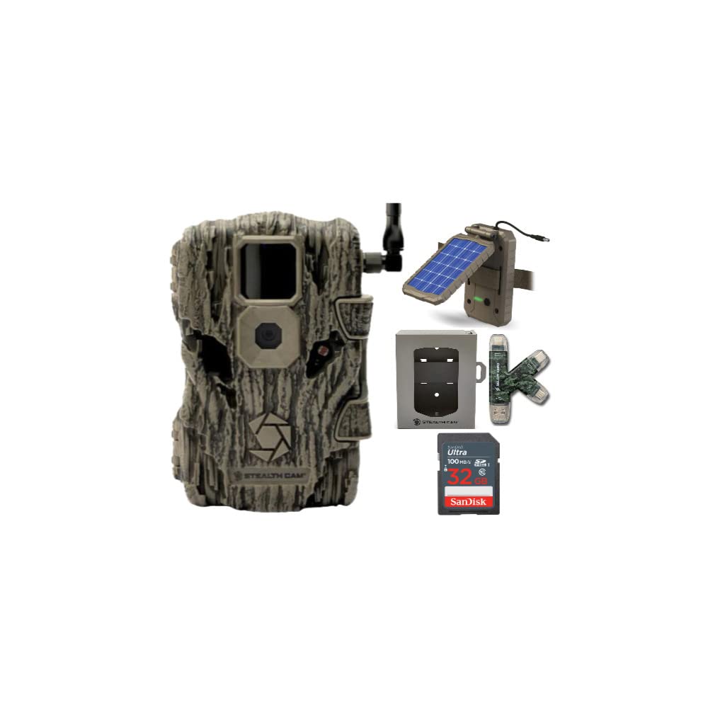 Stealth Cam Fusion X 26MP Trail Camera with Solar Panel, Security Box & 4-in-1 Card Reader - 5 Piece Wildlife Hunting Bundle for Outdoor Monitoring, Deer Scouting & Property Security