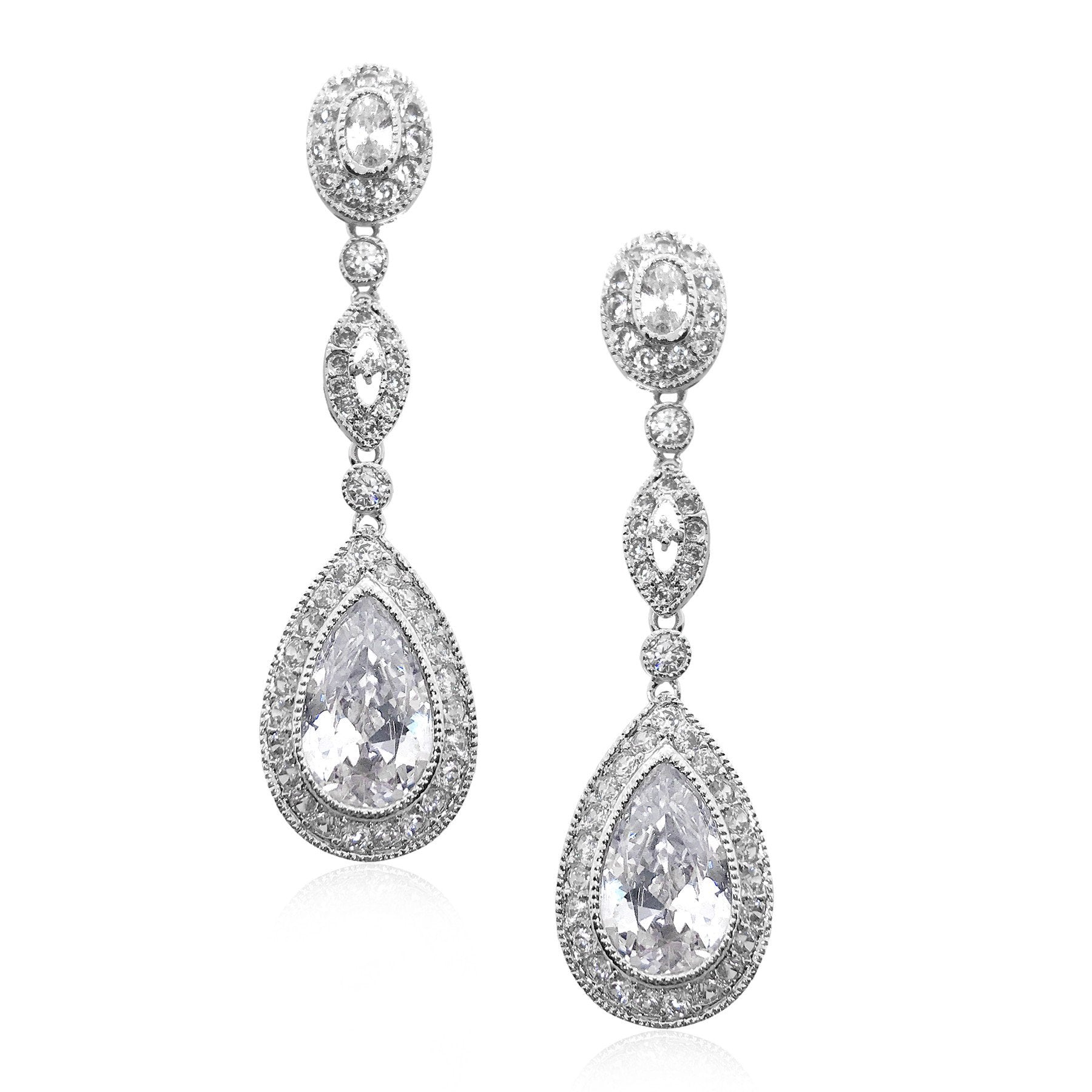 Exclusive Vintage Trio Crystal Drop Earrings - New Arrival at Kezani | Perfect for Weddings, Parties & Special Occasions