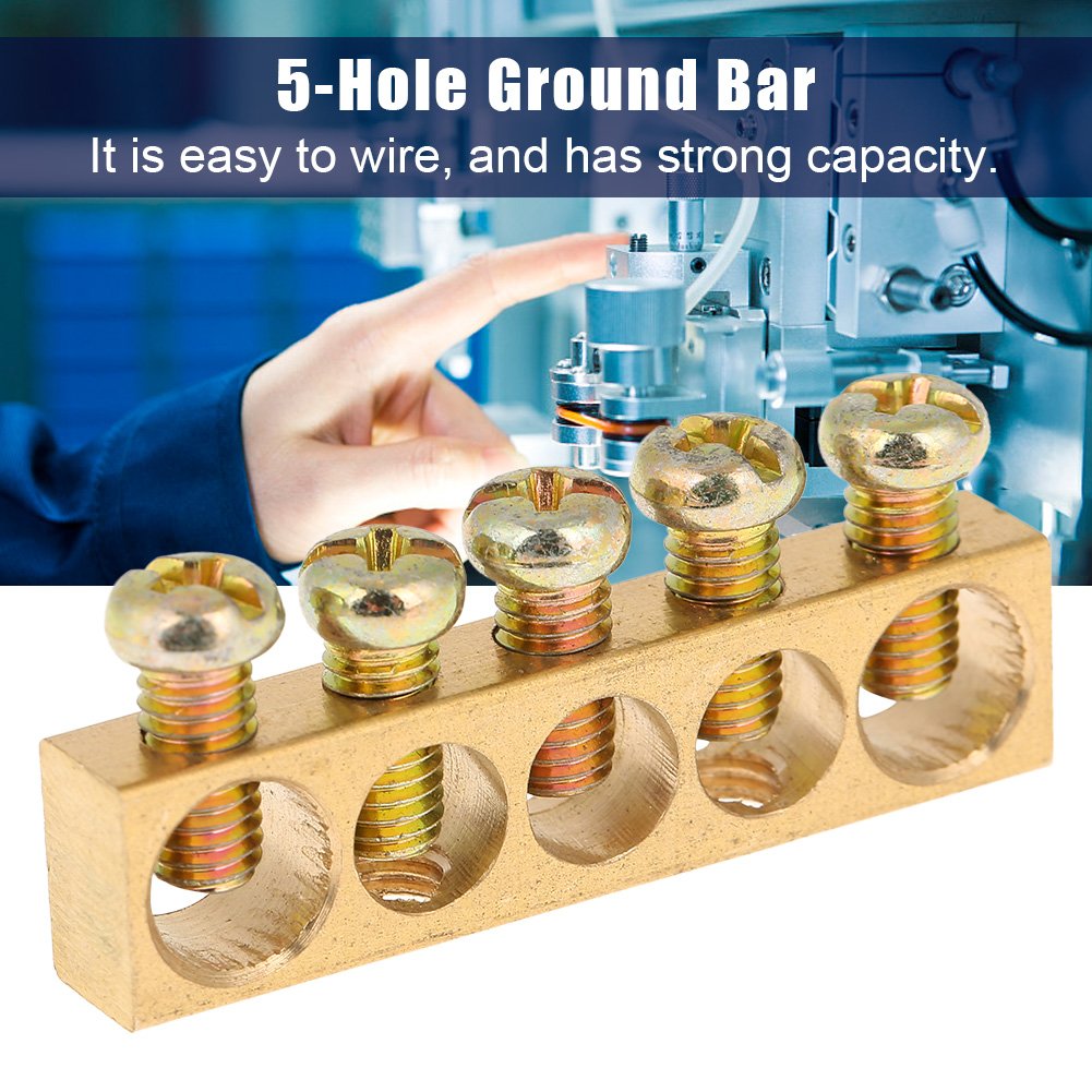 ViaGasaFamido 10pcs 5 Hole Brass Ground Bar - Electrical Wiring & Distribution for Home/Workshop