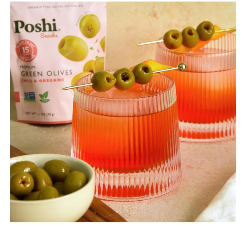 Pitted Green Olives & Kalamata Olives Variety Pack - 4 Flavors: Basil Garlic, Chili Oregano, Lemon Rosemary, Chili Garlic (1.1oz, 16 Pack) | Keto-Friendly Snack for Charcuterie Boards, Salads & Healthy Eating