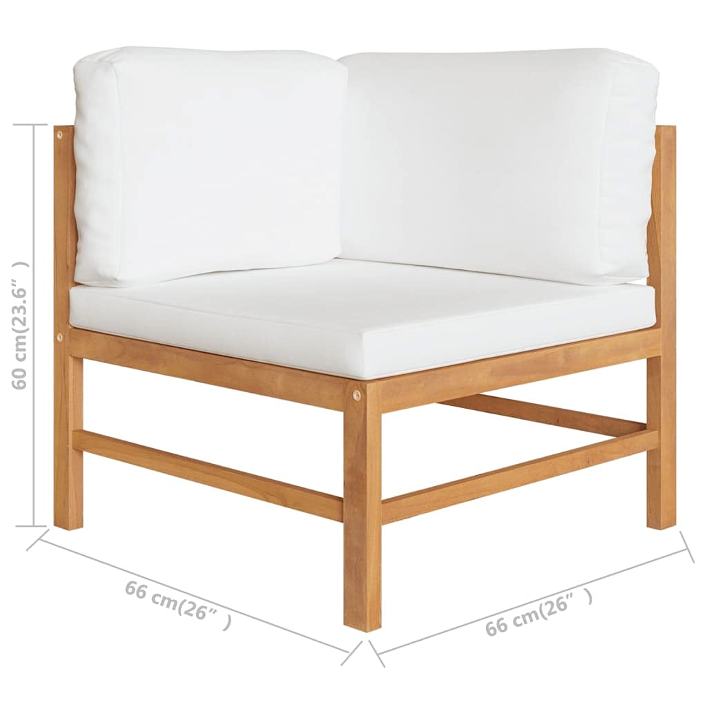 Solid Teak Wood Corner Sofa with Cream Cushions - Outdoor Patio Furniture for Garden, Pool & Backyard - Perfect for Relaxing, Entertaining and Lounging in Your Outdoor Space