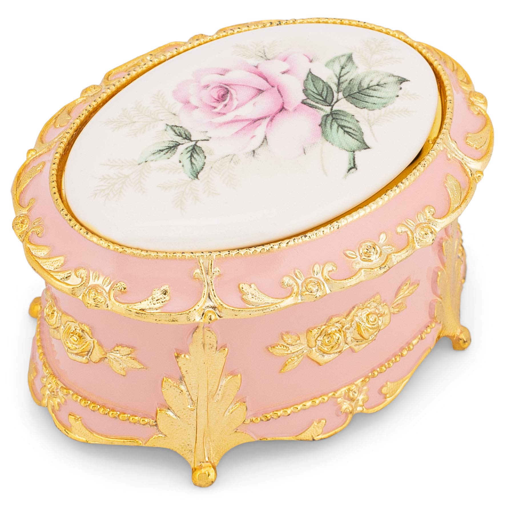 Elegant Oval Rose Music Box with Jewelry Storage - Plays 'Ode to Joy' - Perfect for Romantic Gifts, Wedding Favors & Home Decor