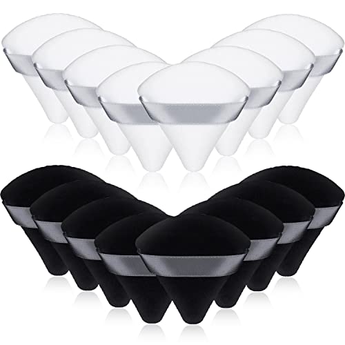 16 PCS Triangle Powder Puffs - Soft Velour Makeup Sponges for Mineral & Loose Powder - Foundation & Body Powder Applicator - Perfect for Professional Makeup & Travel Touch-Ups